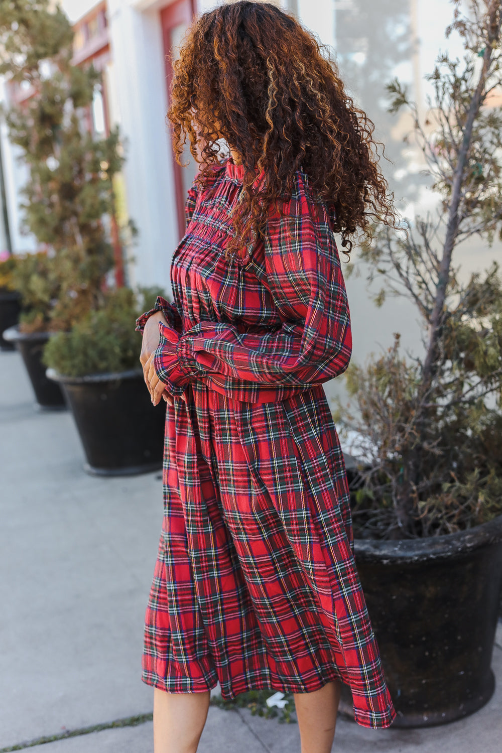 All I Want Hunter Red Plaid Check Woven Pocketed Dress-2024 Blow-Out Sale-Modish Lily, Tecumseh Michigan
