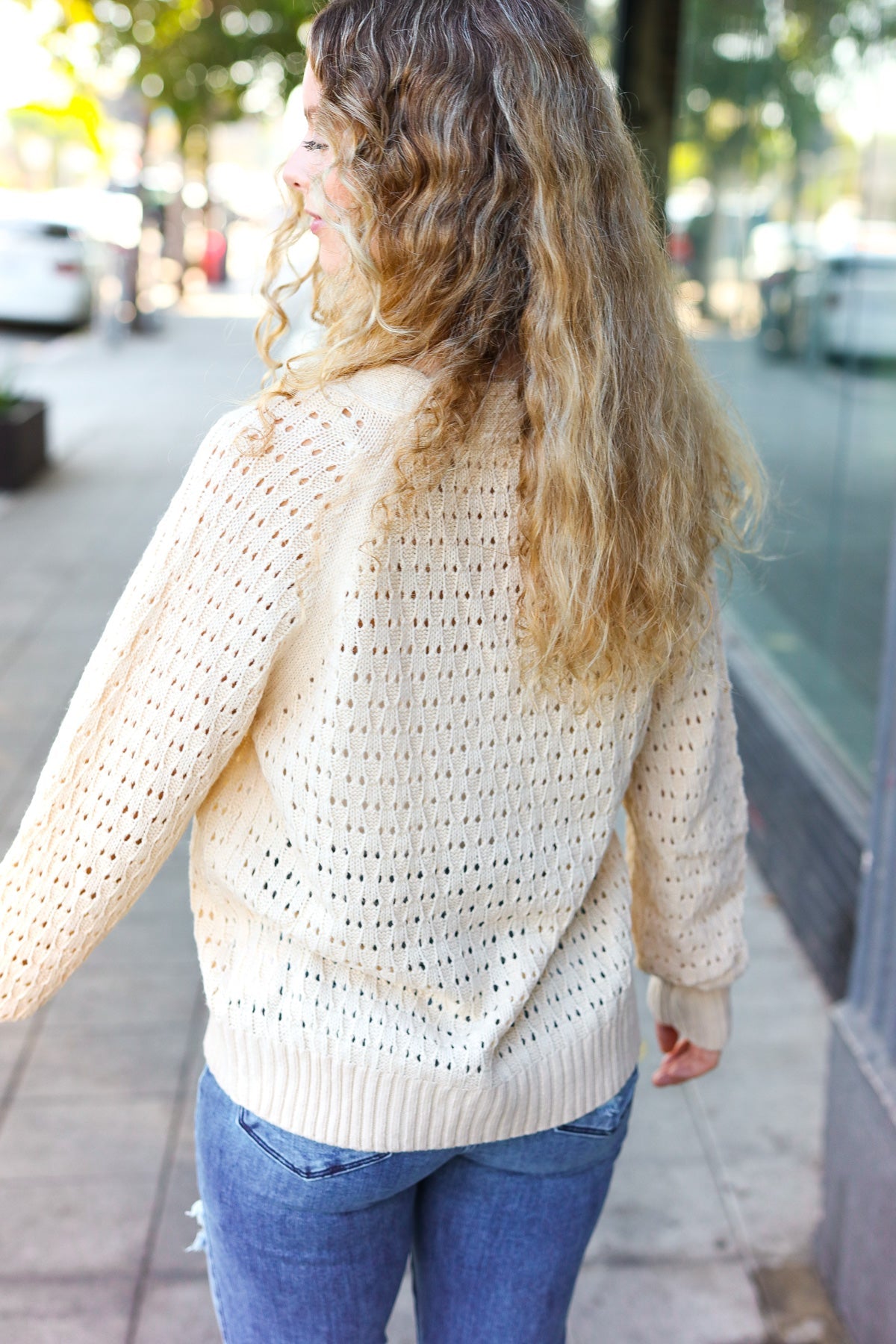 Follow Me Oatmeal Pointelle Knit Button Down Cardigan-2024 Blow-Out Sale-Modish Lily, Tecumseh Michigan