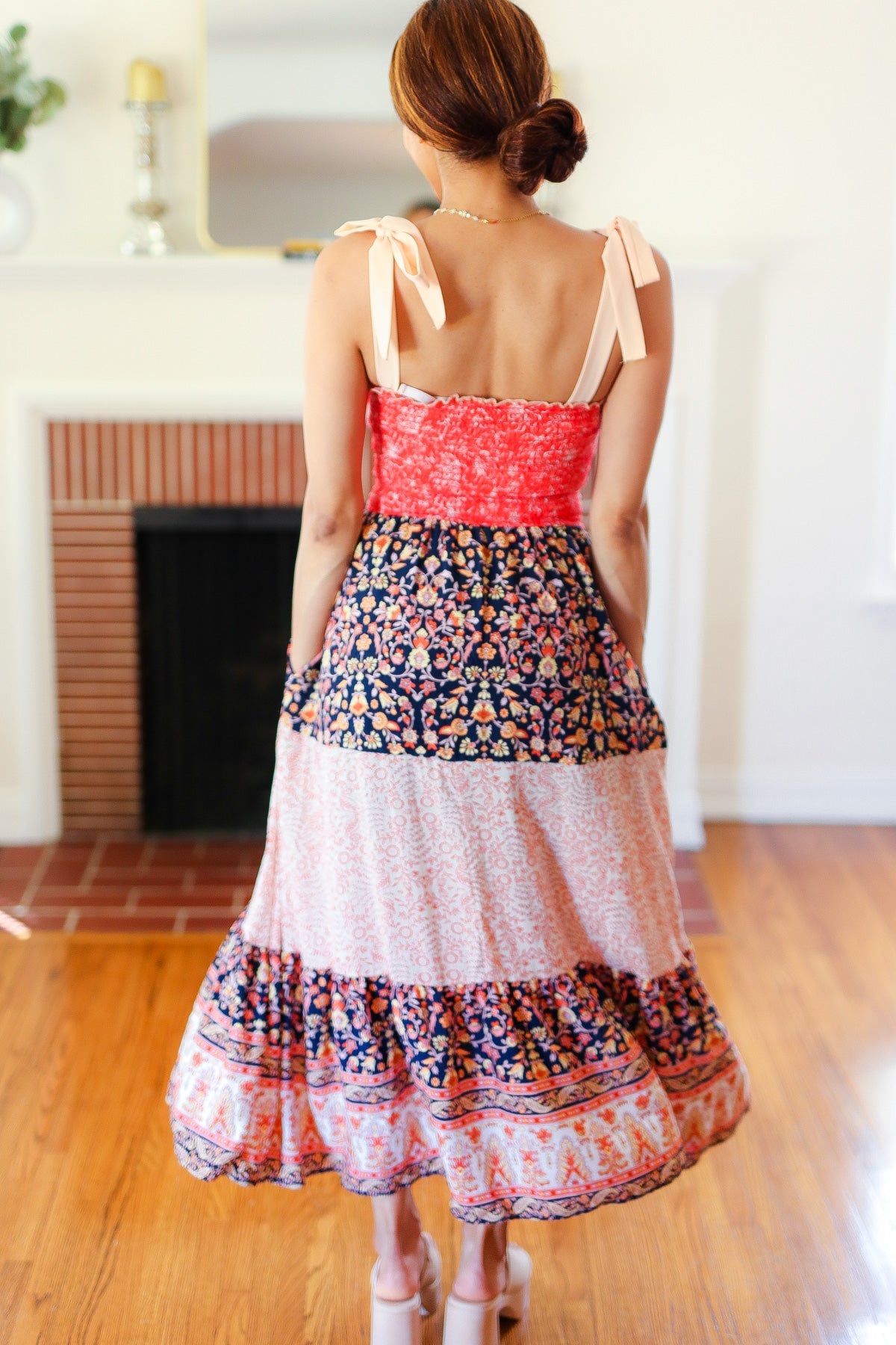 Vacay Vibes Orange Floral Smocked Tube Top Tiered Maxi Dress-2024 Blow-Out Sale-Modish Lily, Tecumseh Michigan
