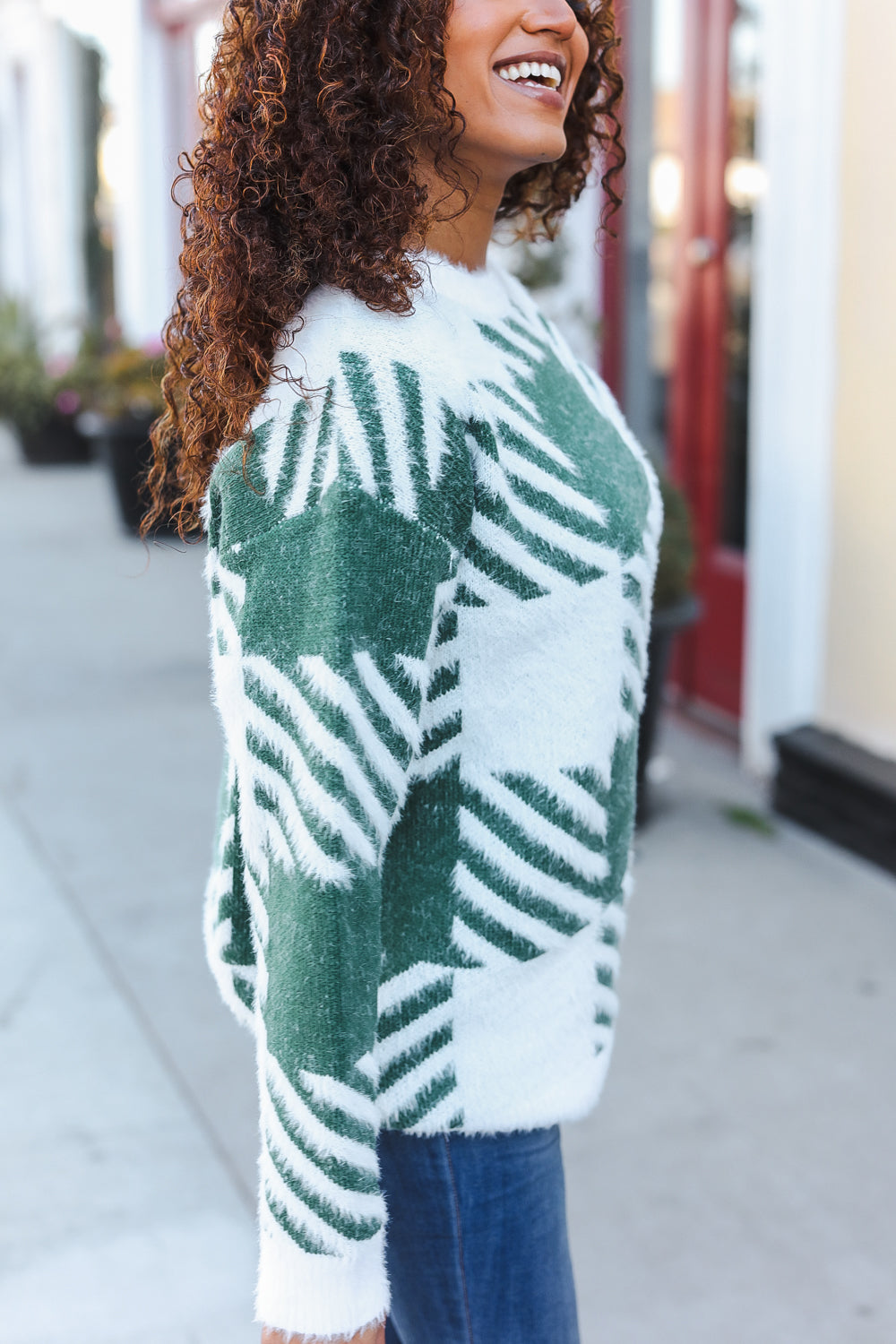 Under The Christmas Tree Green Plaid Soft Brushed Hairy Sweater-2024 Blow-Out Sale-Modish Lily, Tecumseh Michigan