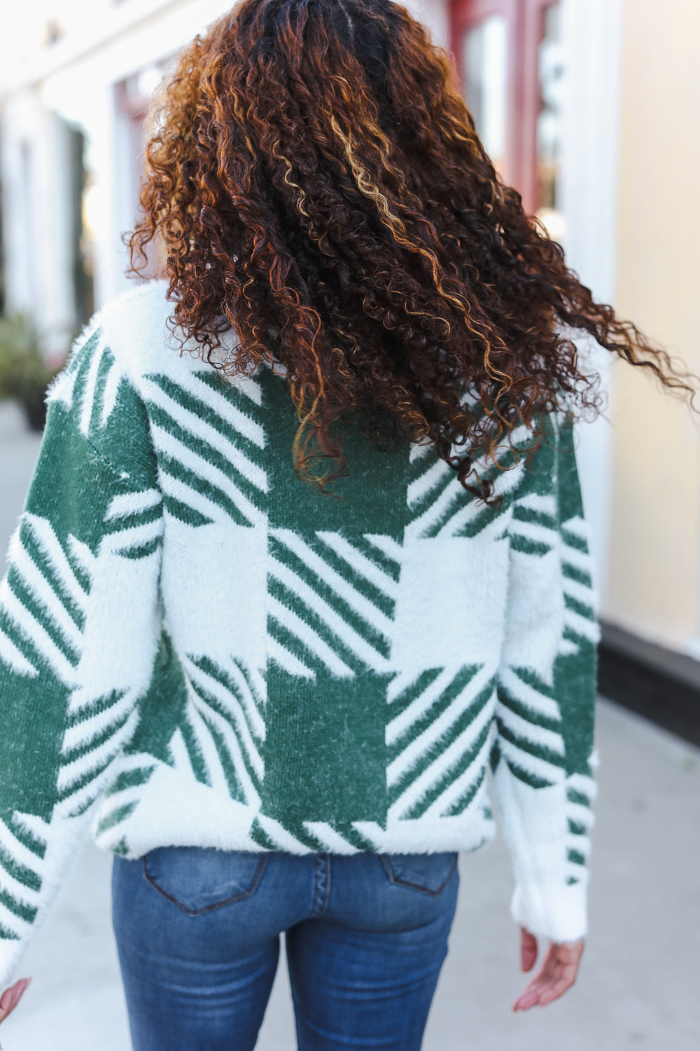 Under The Christmas Tree Green Plaid Soft Brushed Hairy Sweater-2024 Blow-Out Sale-Modish Lily, Tecumseh Michigan