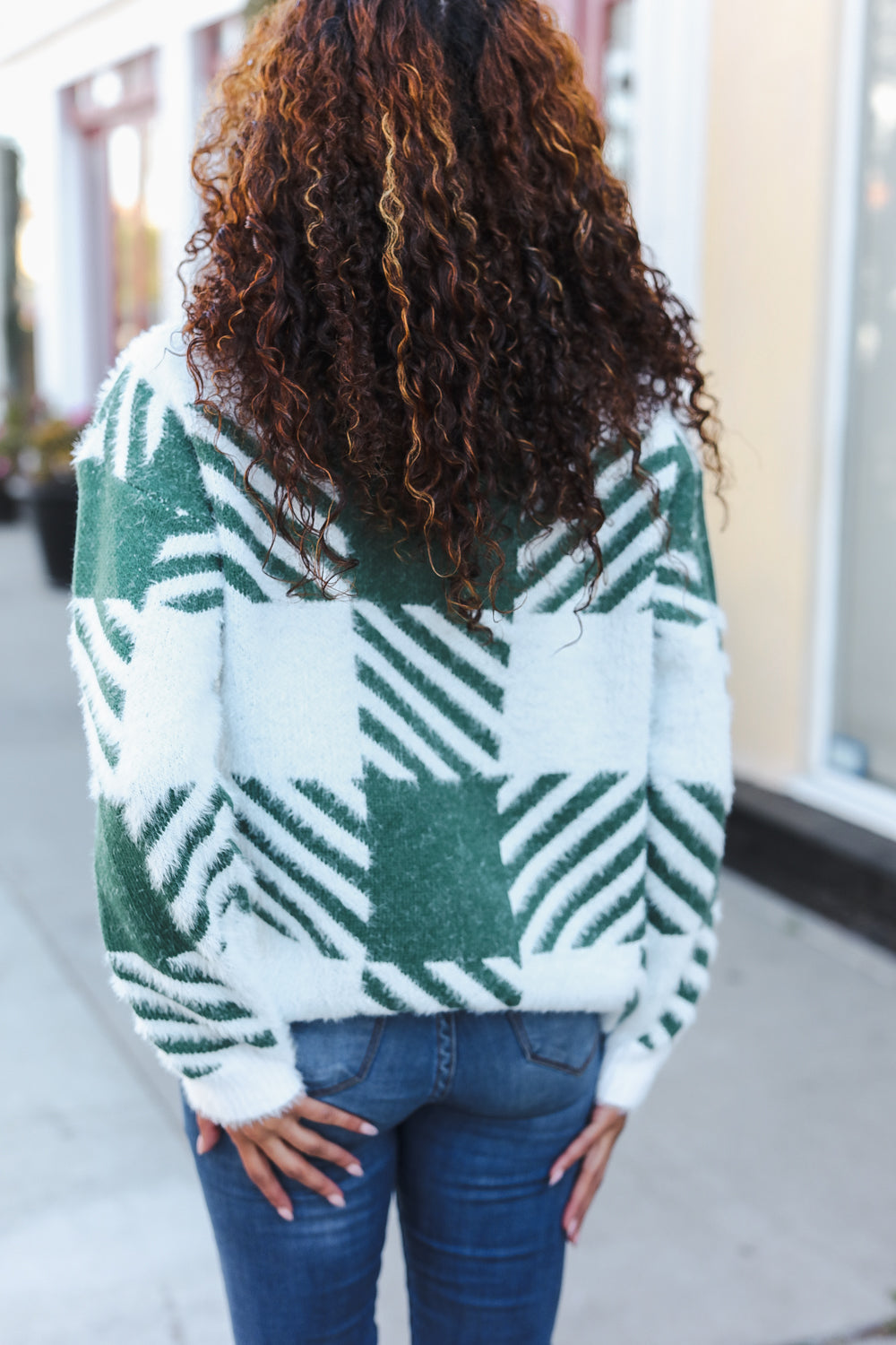Under The Christmas Tree Green Plaid Soft Brushed Hairy Sweater-2024 Blow-Out Sale-Modish Lily, Tecumseh Michigan
