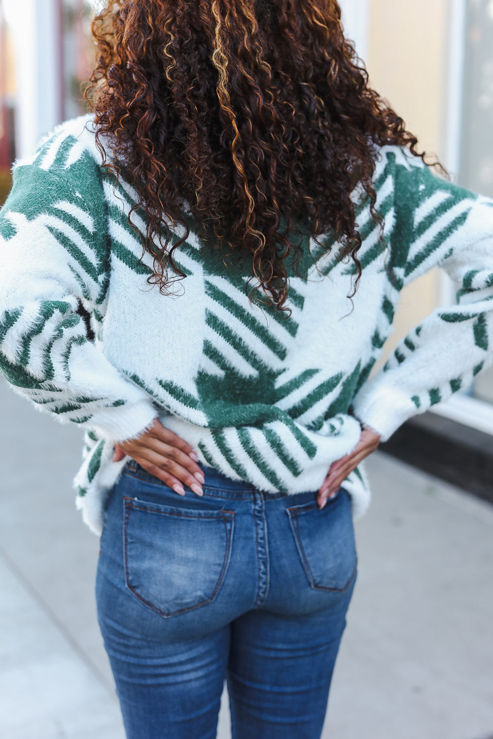 Under The Christmas Tree Green Plaid Soft Brushed Hairy Sweater-2024 Blow-Out Sale-Modish Lily, Tecumseh Michigan