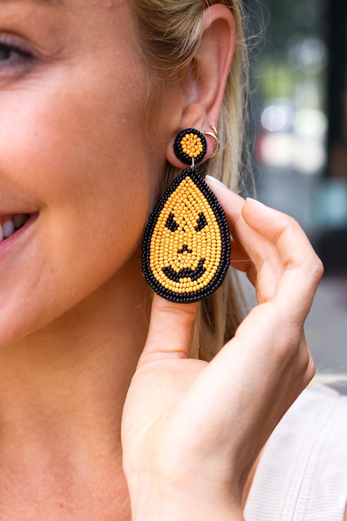 Orange & Black Jack-O-Lantern Teardrop Earrings-2024 Blow-Out Sale-Modish Lily, Tecumseh Michigan
