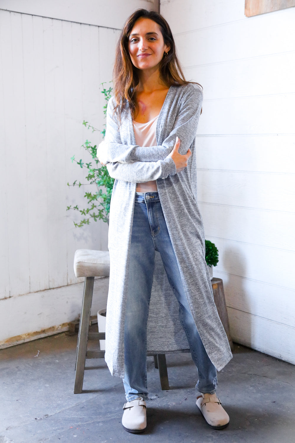 Cool Mornings Grey Open Duster Cardigan-Modish Lily, Tecumseh Michigan