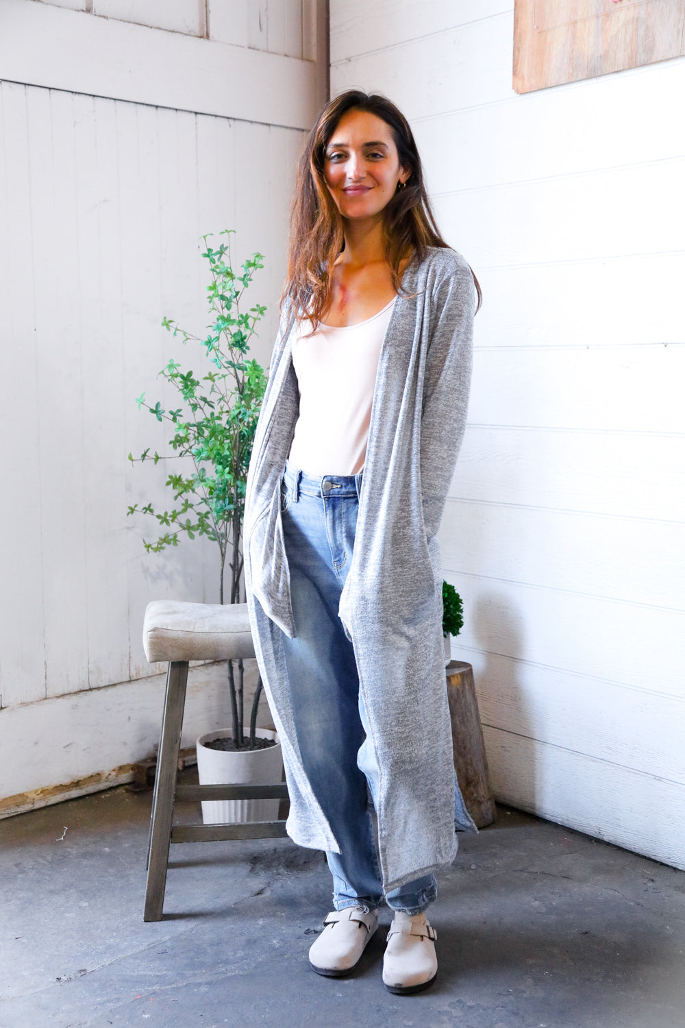 Cool Mornings Grey Open Duster Cardigan-Modish Lily, Tecumseh Michigan