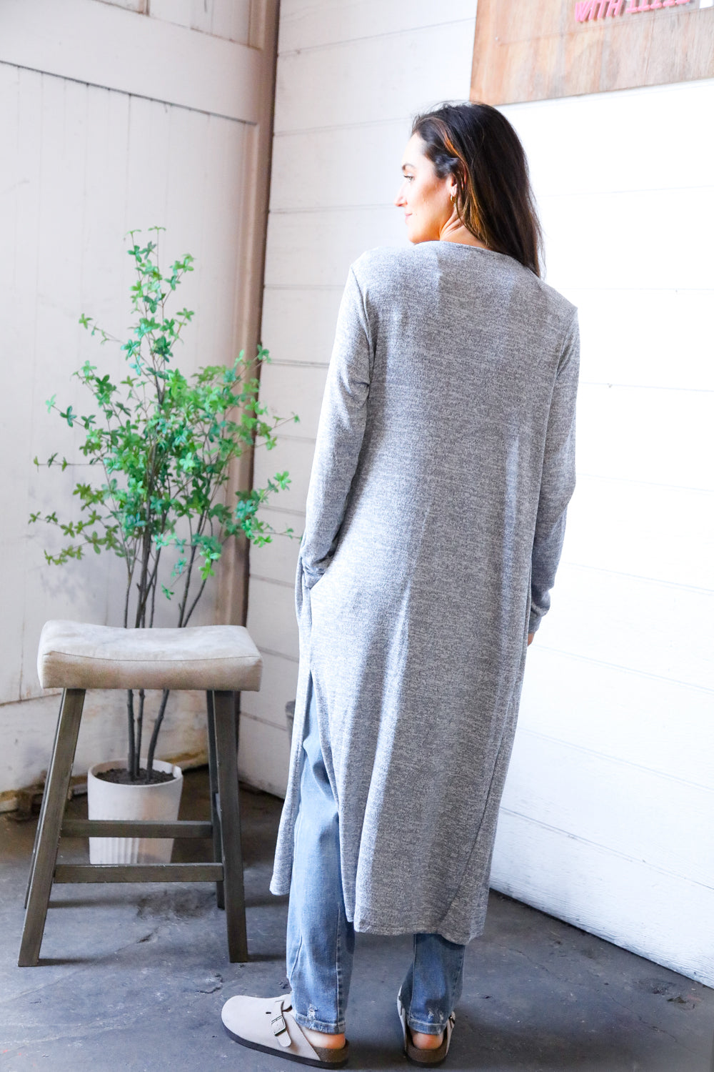 Cool Mornings Grey Open Duster Cardigan-Modish Lily, Tecumseh Michigan