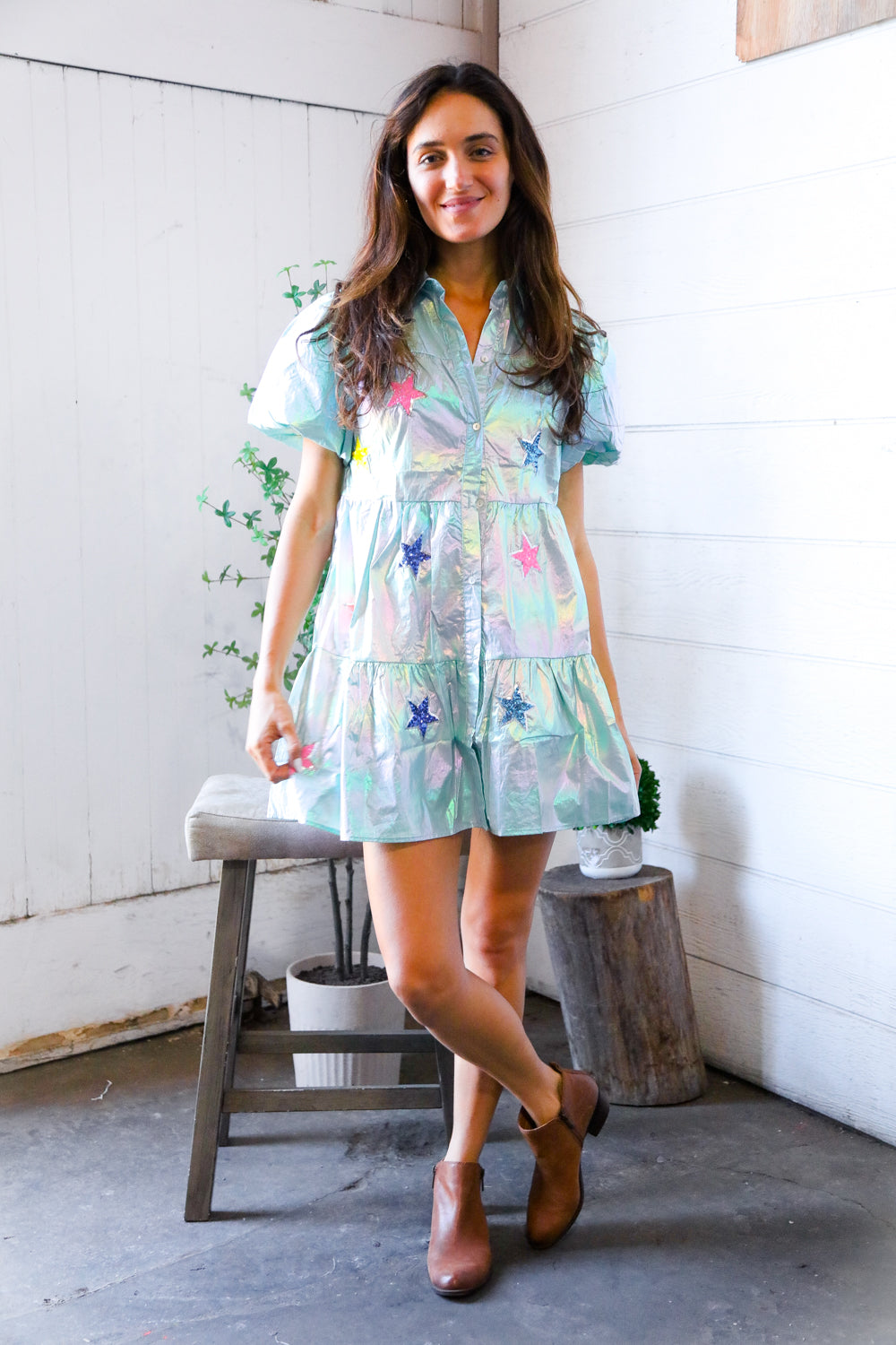 Nova Night Out Tiered Bubble Sleeve T Shirt Dress-Modish Lily, Tecumseh Michigan