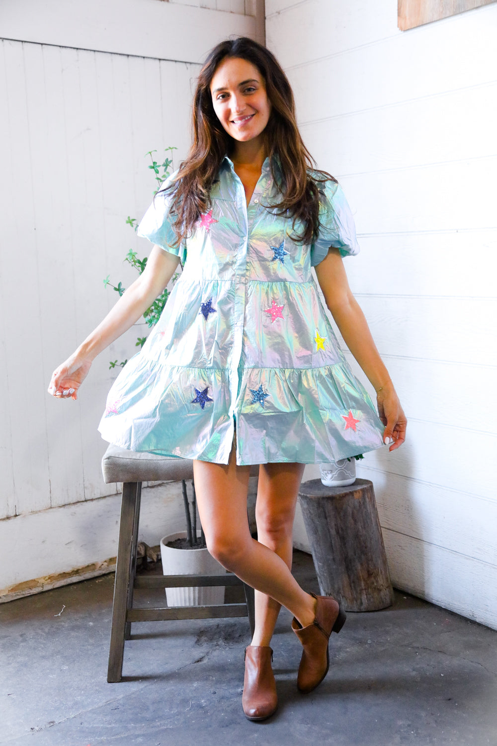 Nova Night Out Tiered Bubble Sleeve T Shirt Dress-Modish Lily, Tecumseh Michigan