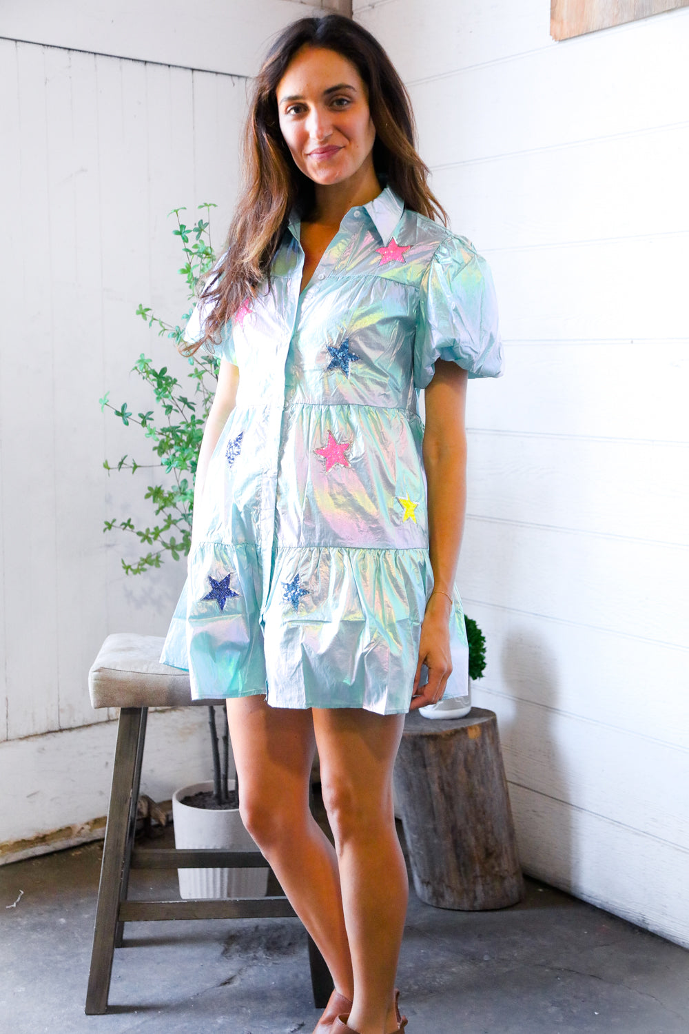 Nova Night Out Tiered Bubble Sleeve T Shirt Dress-Modish Lily, Tecumseh Michigan