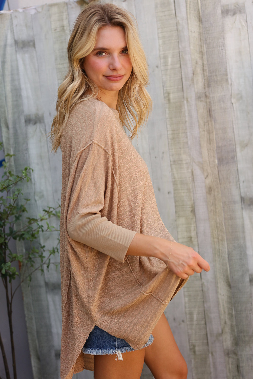 Golden Hour Taupe Hi Low Pullover-Modish Lily, Tecumseh Michigan