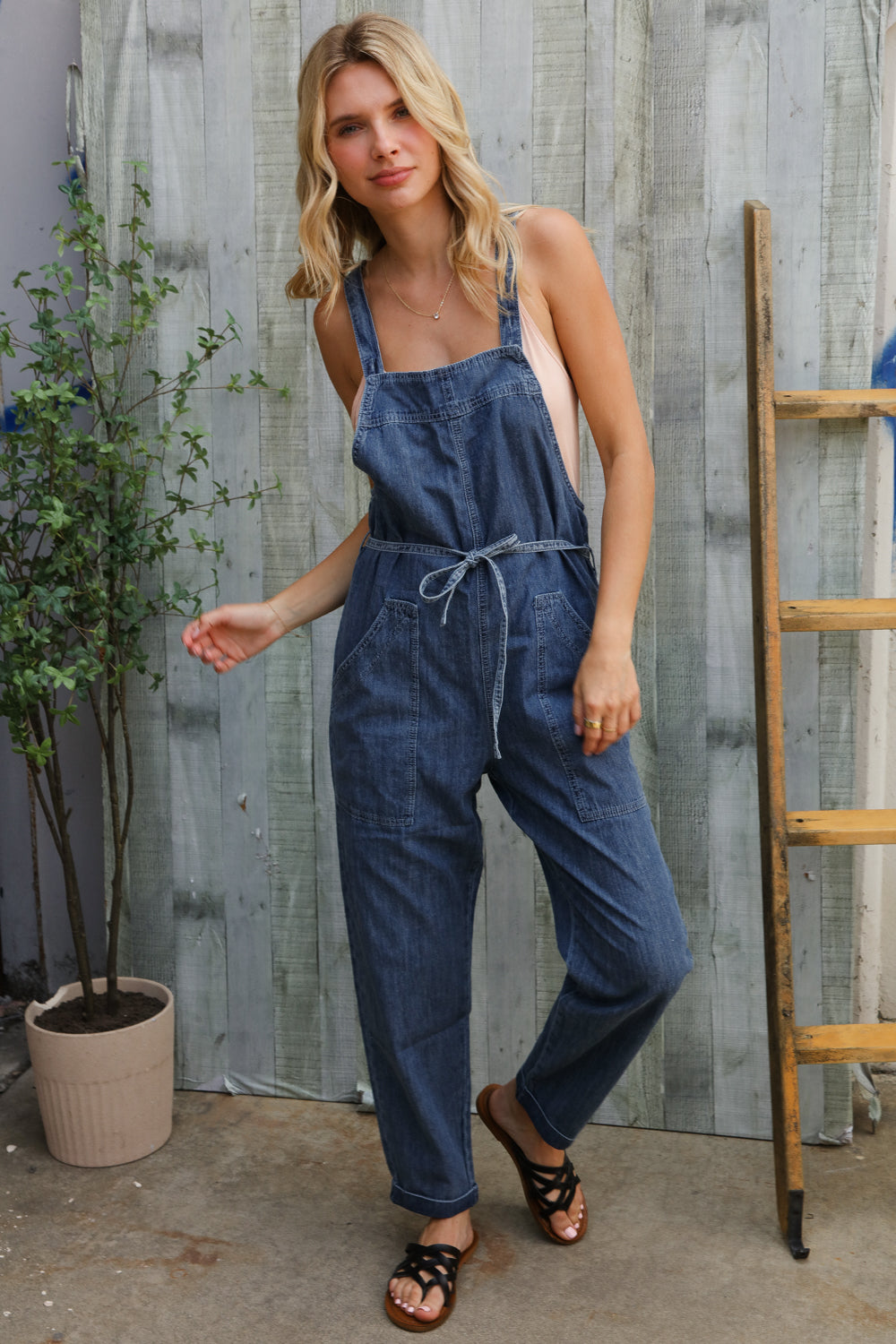 Weekend Ready Cotton Denim Baggy Leg Bib Overall Jumper-Modish Lily, Tecumseh Michigan