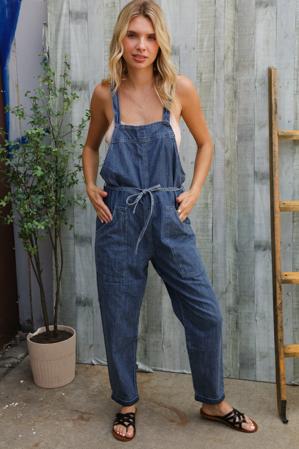 Weekend Ready Cotton Denim Baggy Leg Bib Overall Jumper-Modish Lily, Tecumseh Michigan