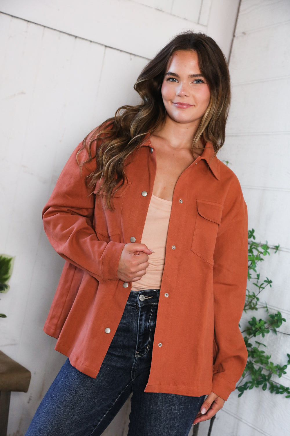 Peaceful Threads Burnt Orange Jacket-Modish Lily, Tecumseh Michigan