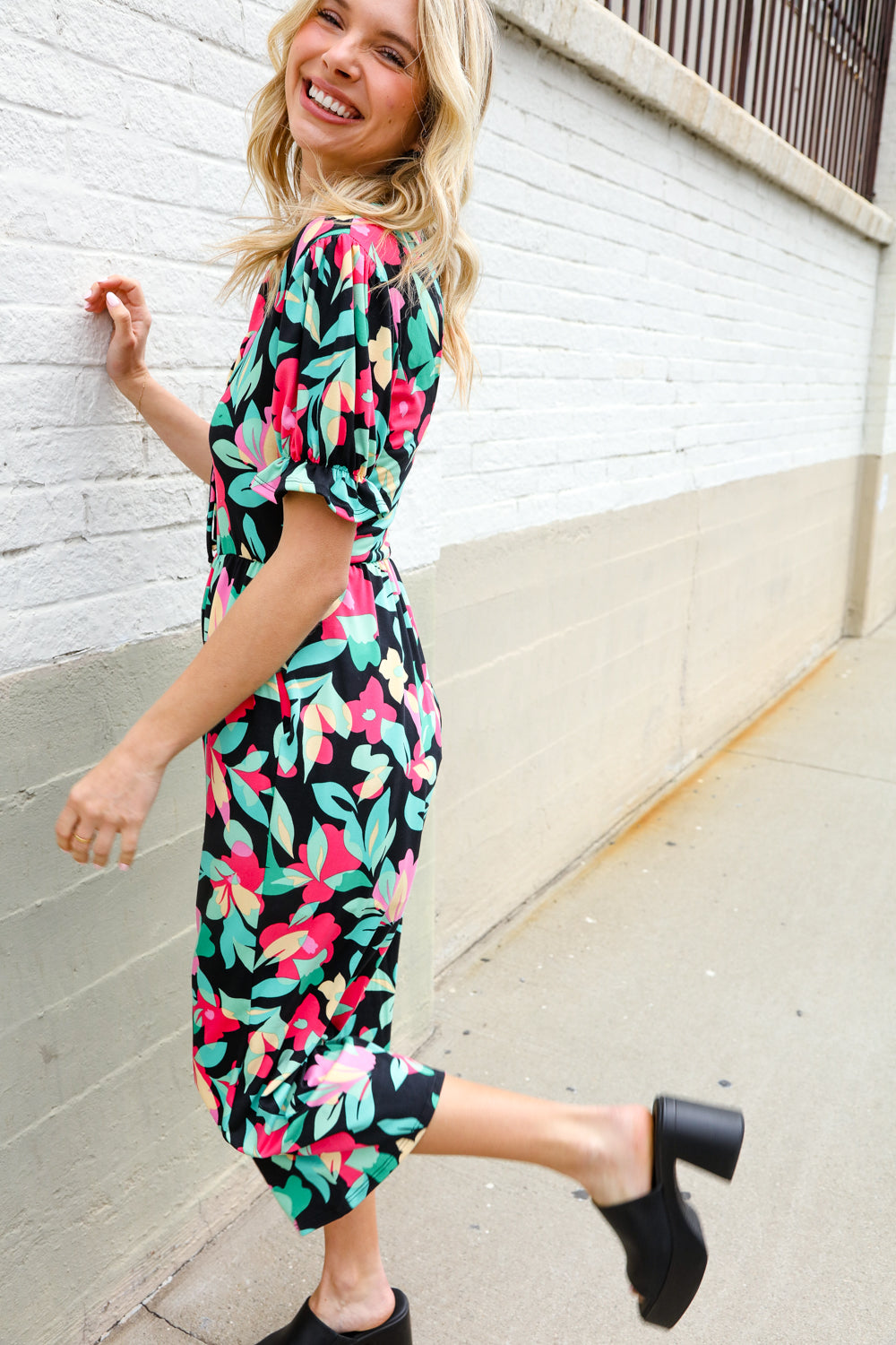 Spring Vibes Tropical Floral Ruffle Sleeve Wide Leg Jumpsuit-Modish Lily, Tecumseh Michigan