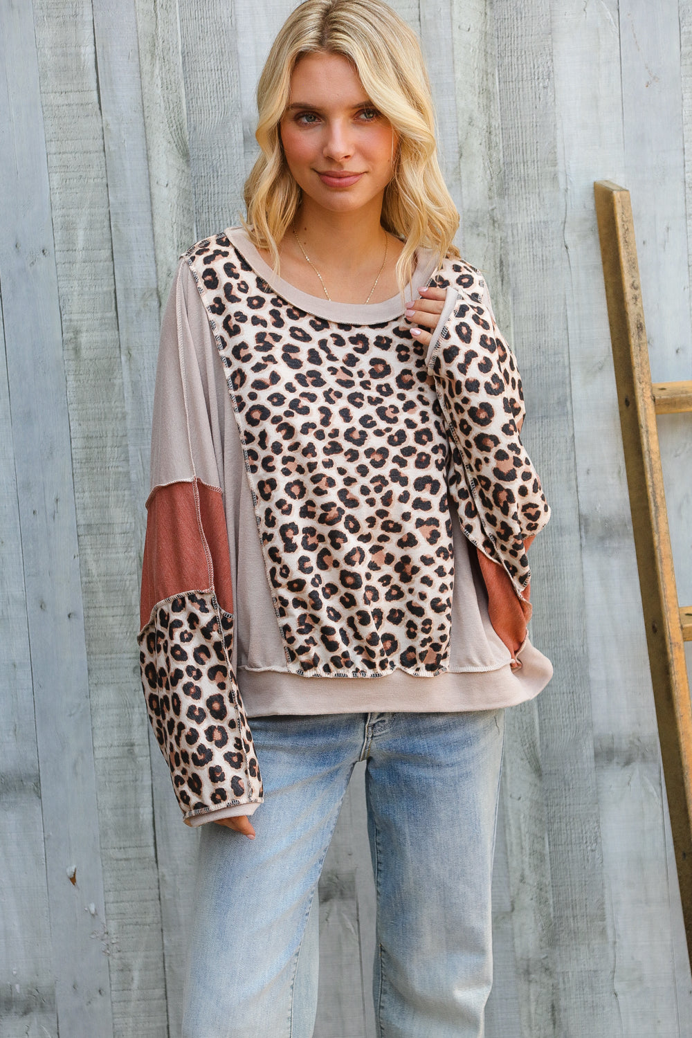 Roaming Free and Easy Leopard Reverse Stitch Sweater-Modish Lily, Tecumseh Michigan