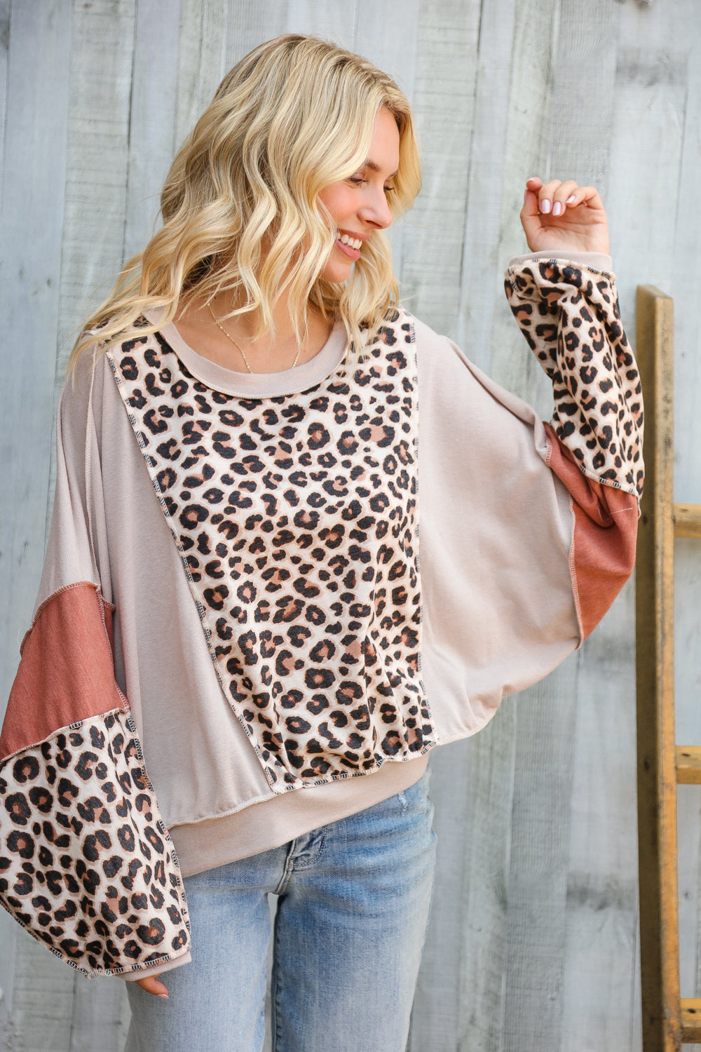 Roaming Free and Easy Leopard Reverse Stitch Sweater-Modish Lily, Tecumseh Michigan