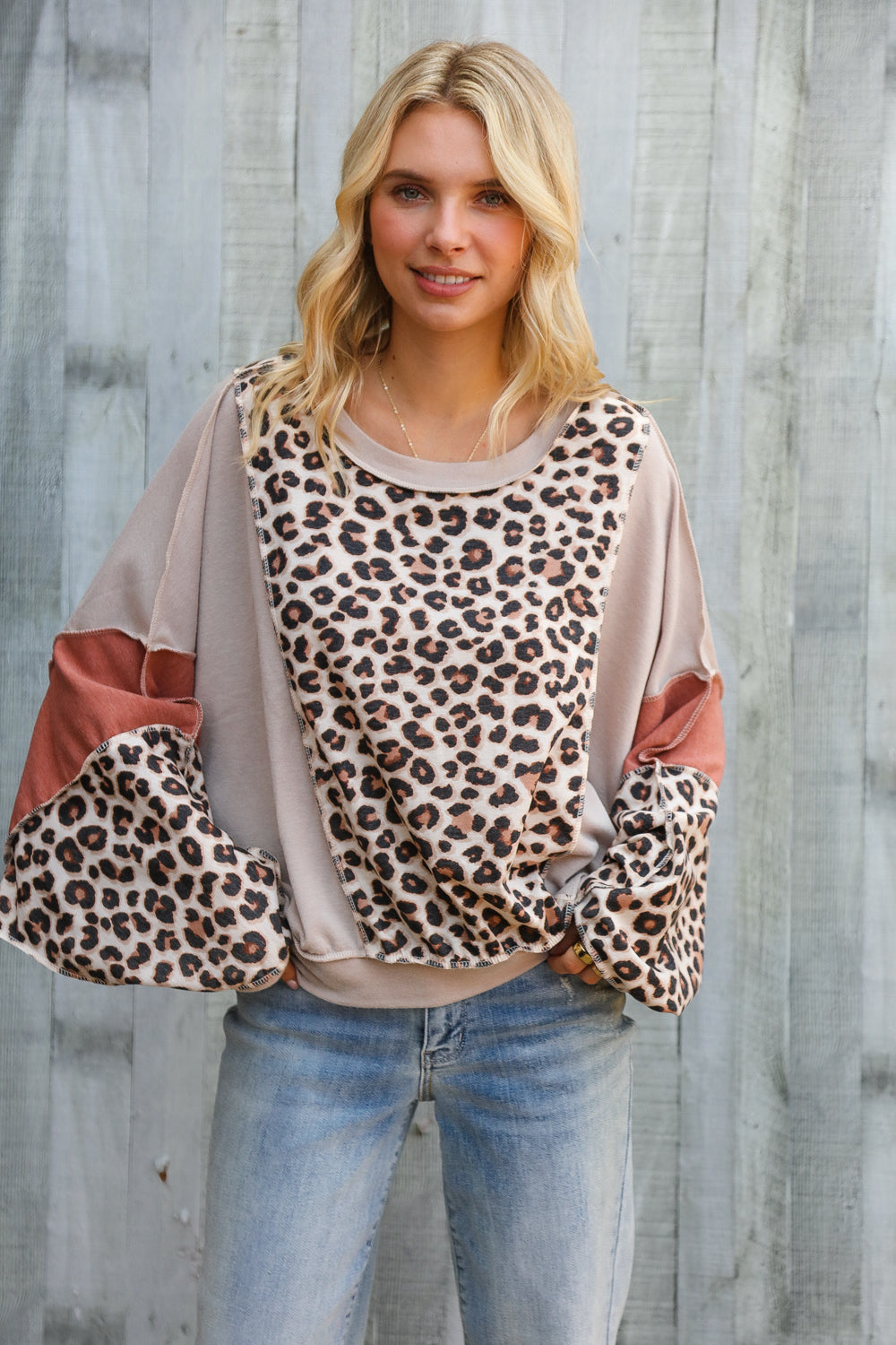 Roaming Free and Easy Leopard Reverse Stitch Sweater-Modish Lily, Tecumseh Michigan