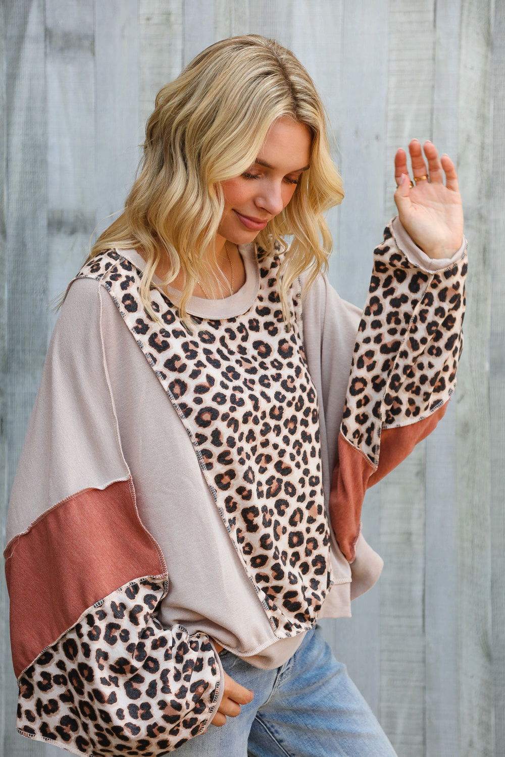 Roaming Free and Easy Leopard Reverse Stitch Sweater-Modish Lily, Tecumseh Michigan