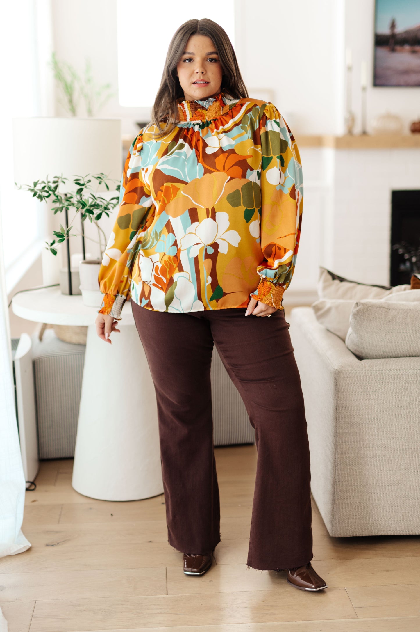 All Together Now Mock Neck Blouse-Tops-Modish Lily, Tecumseh Michigan