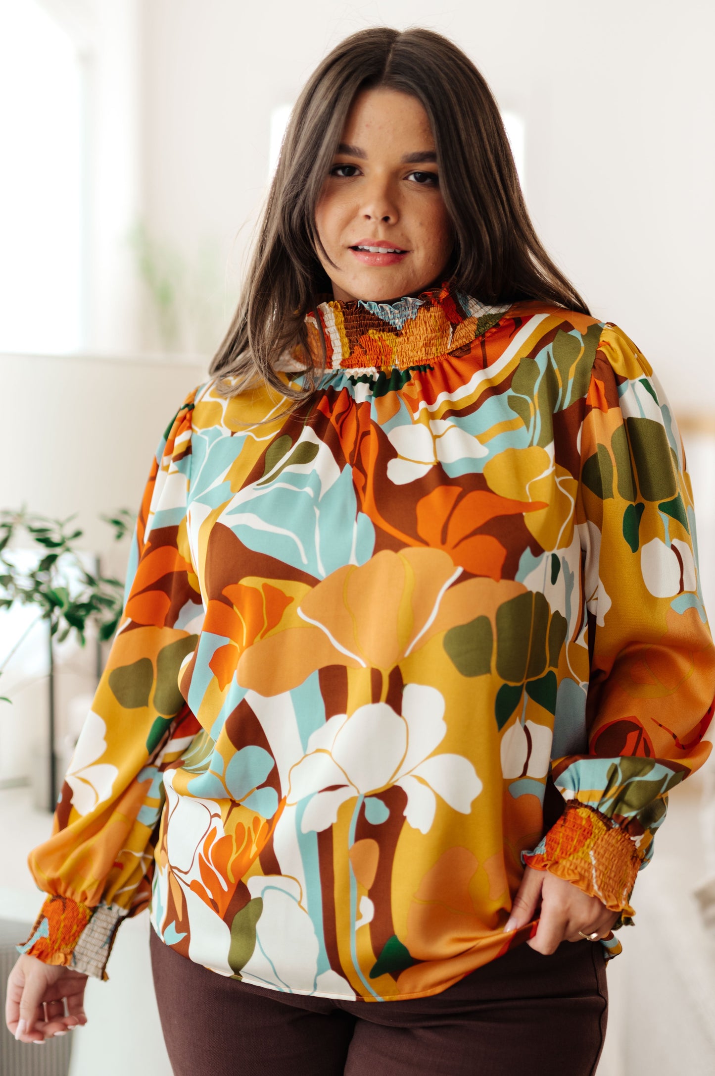 All Together Now Mock Neck Blouse-Tops-Modish Lily, Tecumseh Michigan