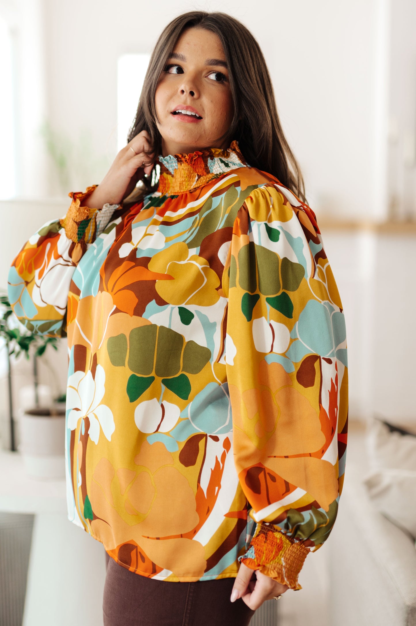 All Together Now Mock Neck Blouse-Tops-Modish Lily, Tecumseh Michigan