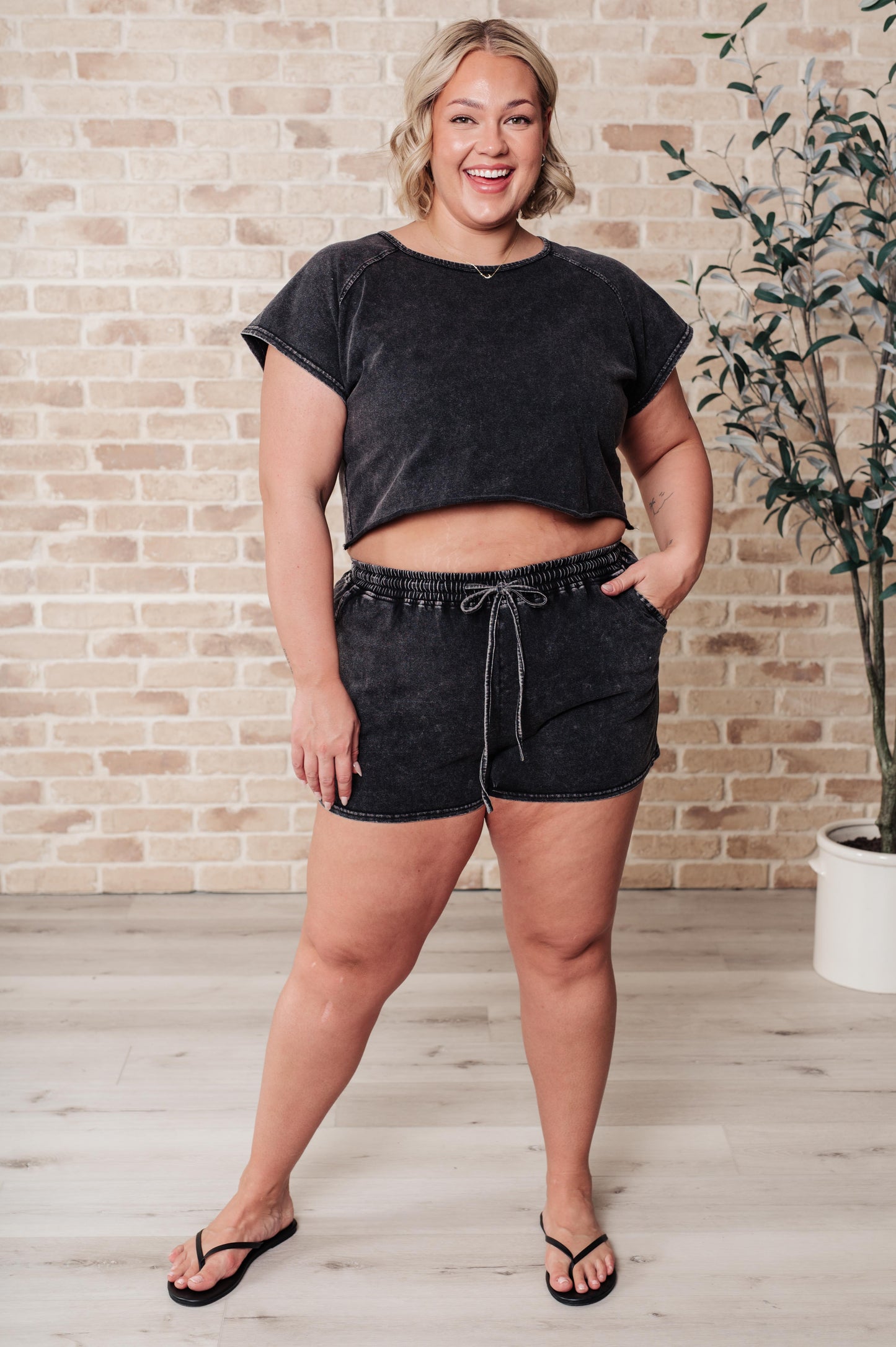 Back to Reality Mineral Wash Short Set-Athleisure-Modish Lily, Tecumseh Michigan