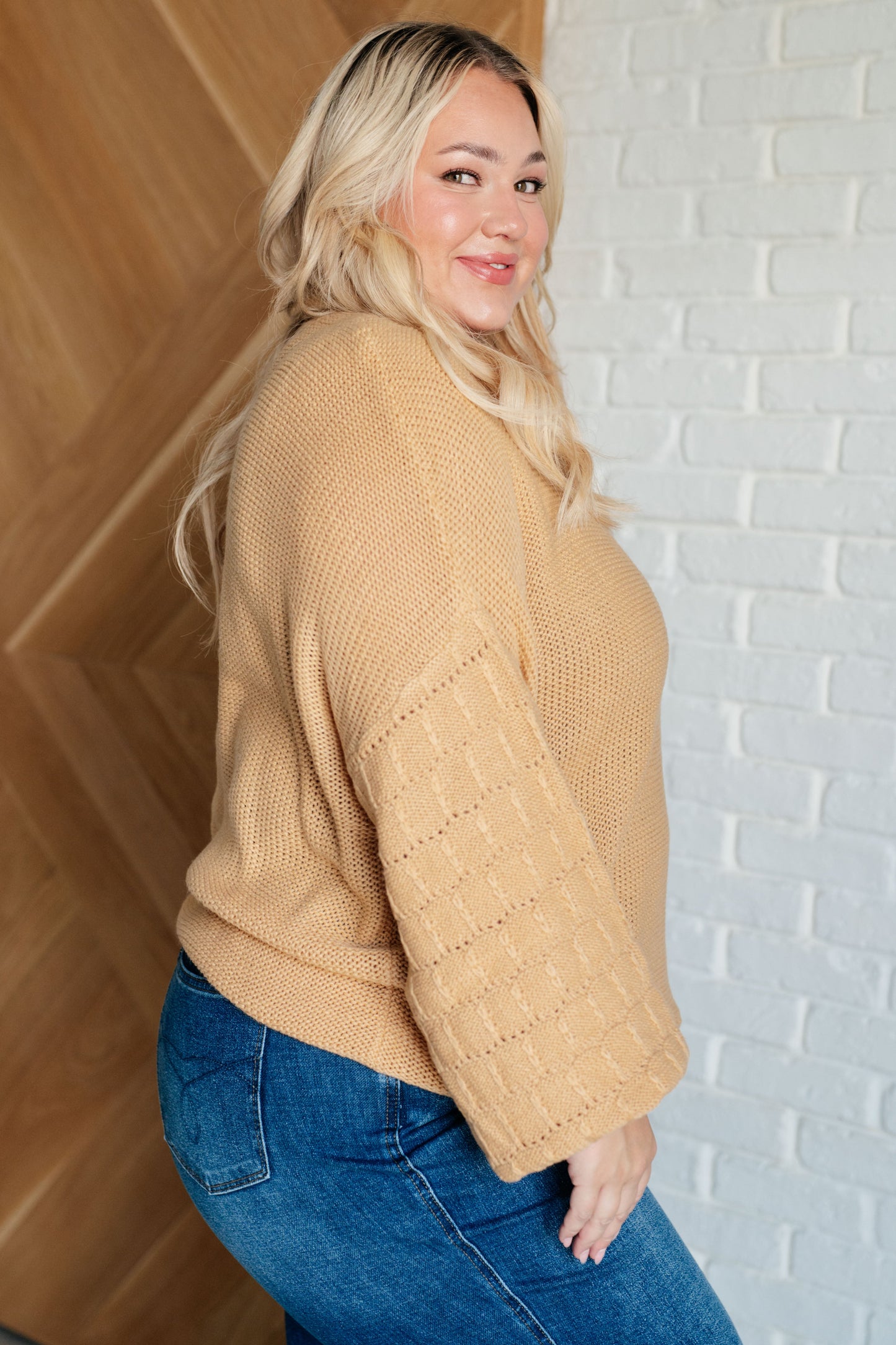 Bubbly Personality Bubble Sleeve Sweater in Wheat-Tops-Modish Lily, Tecumseh Michigan