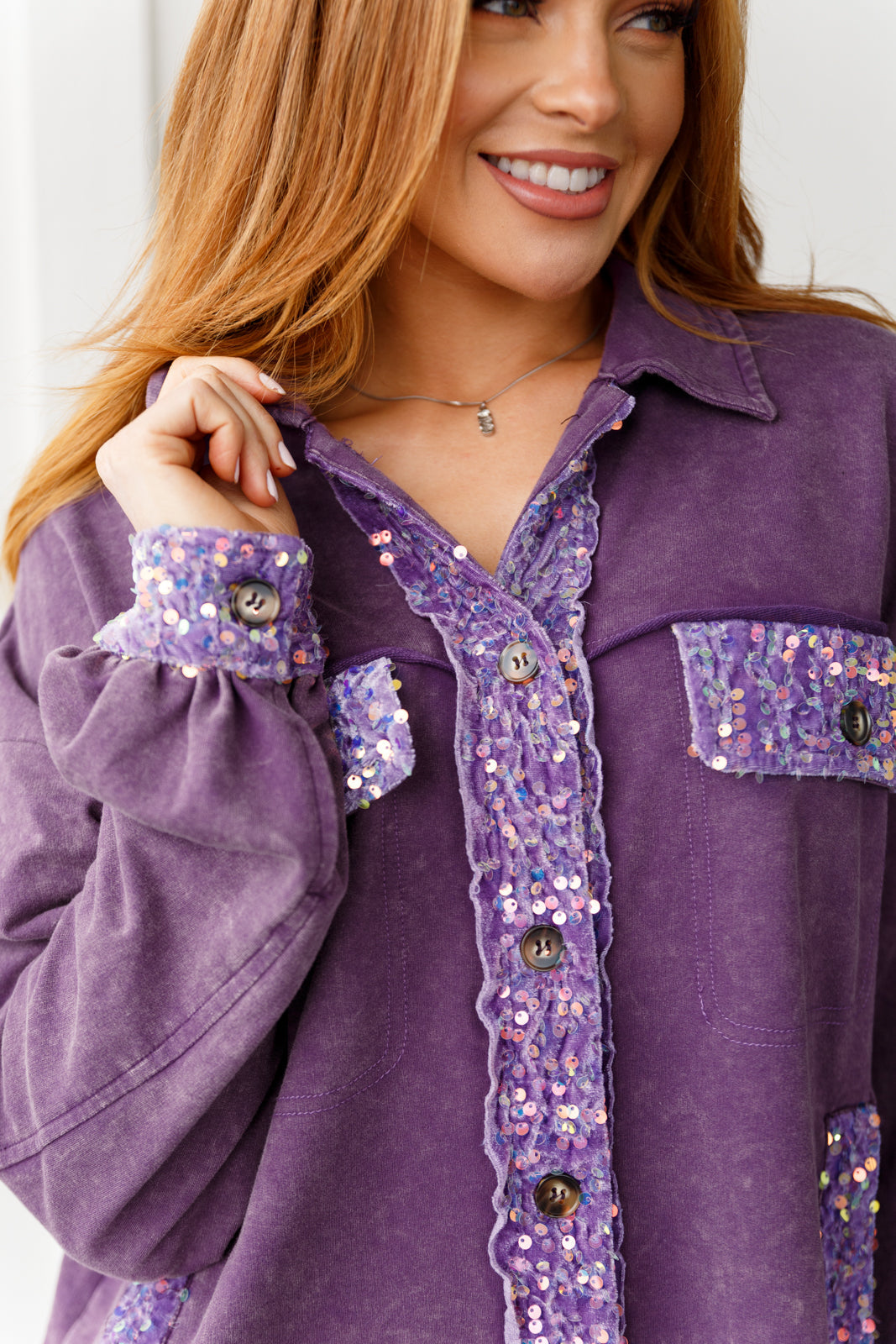 Chaos of Sequins Shacket in Purple-Layers-Modish Lily, Tecumseh Michigan
