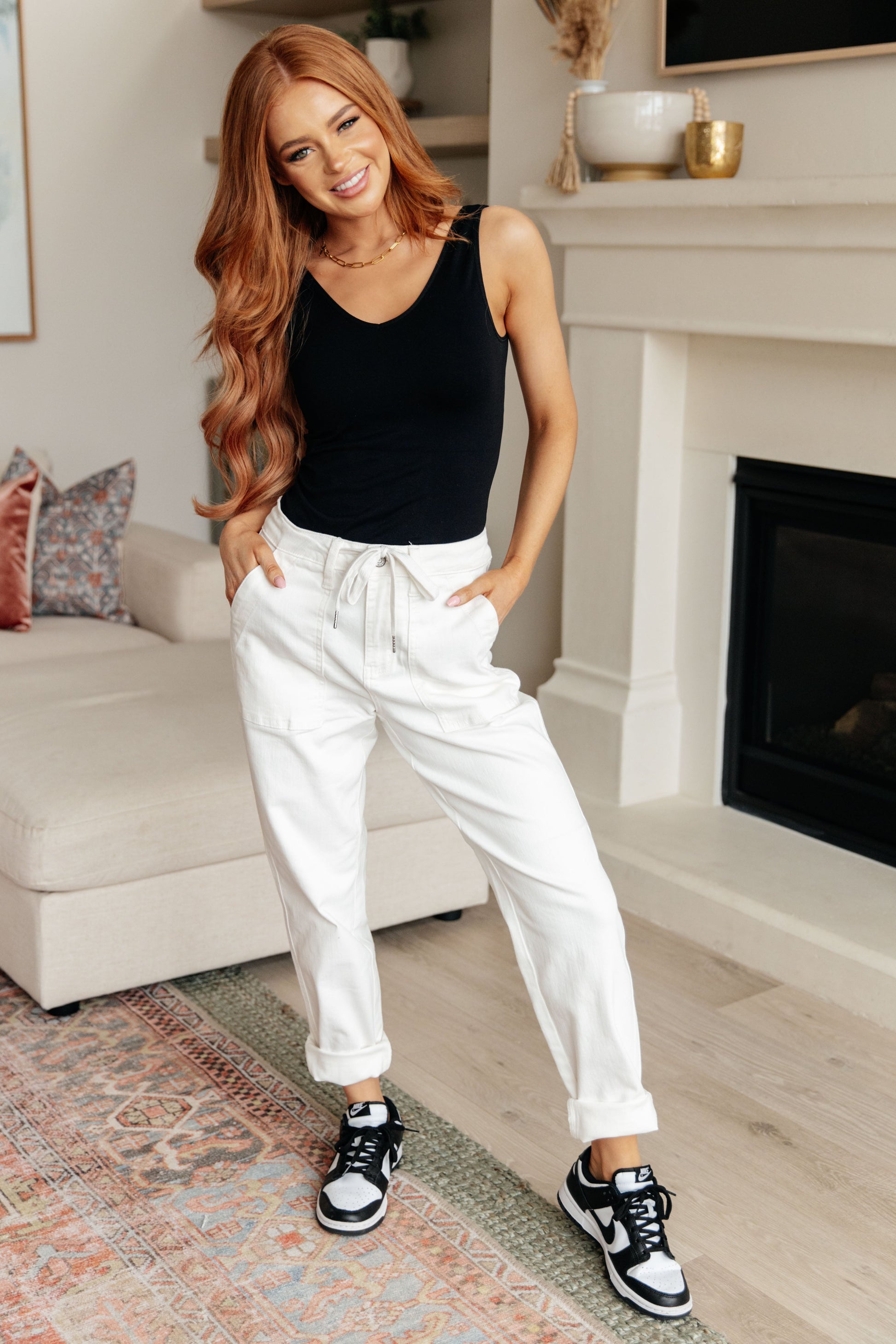 Charlene High Rise Jogger in Ecru-Womens-Modish Lily, Tecumseh Michigan