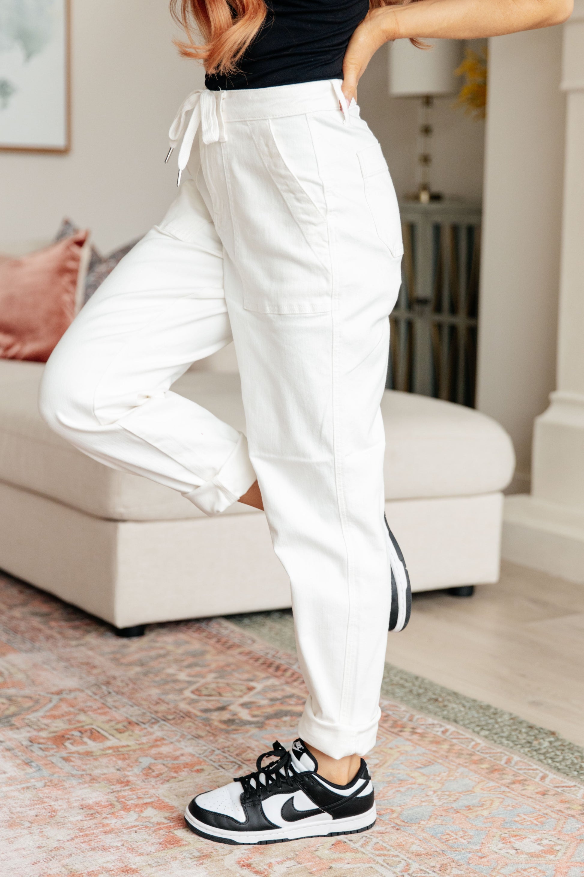 Charlene High Rise Jogger in Ecru-Womens-Modish Lily, Tecumseh Michigan