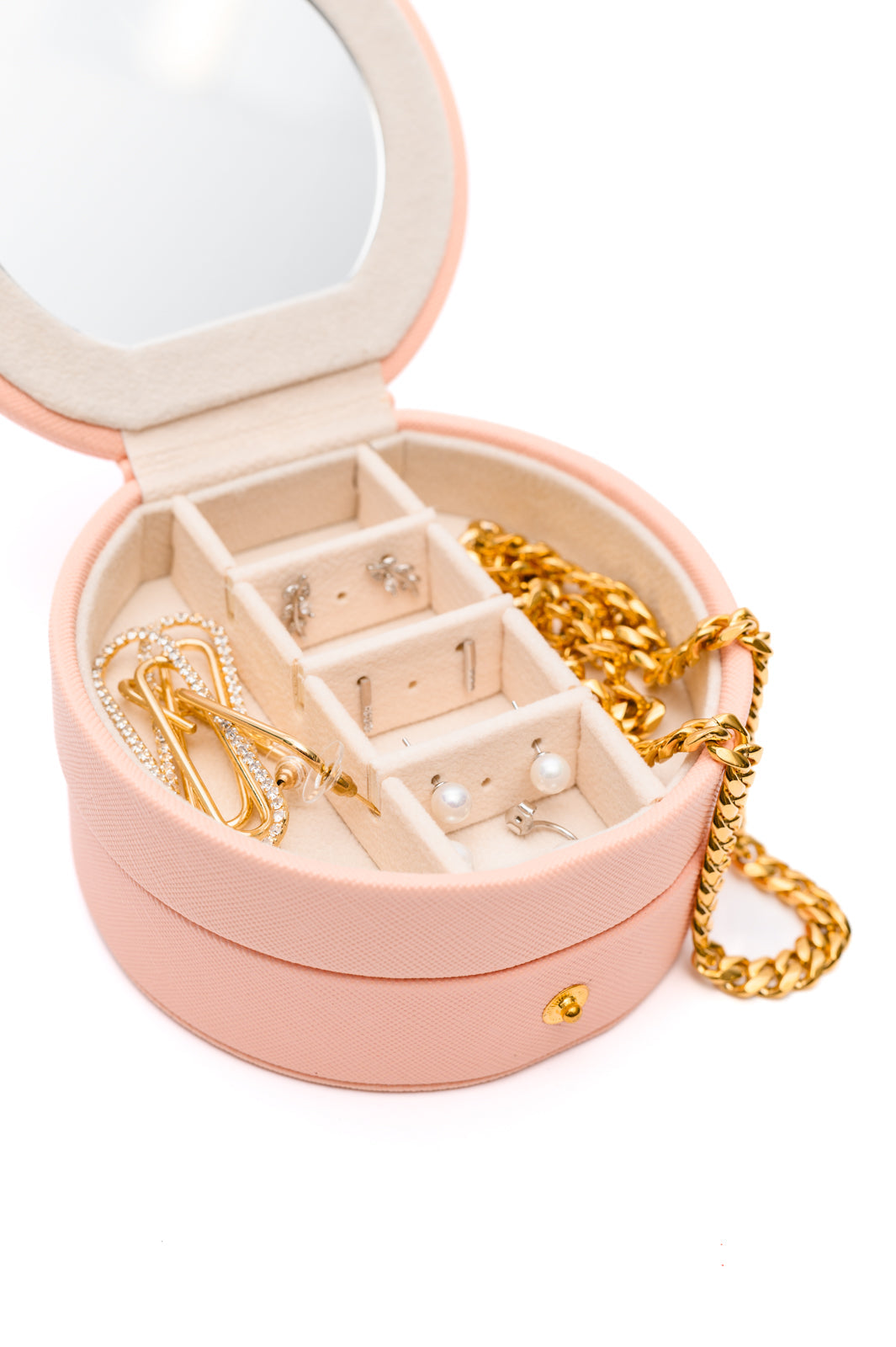 Circular Travel Jewelry Case in Pink-Home & Decor-Modish Lily, Tecumseh Michigan