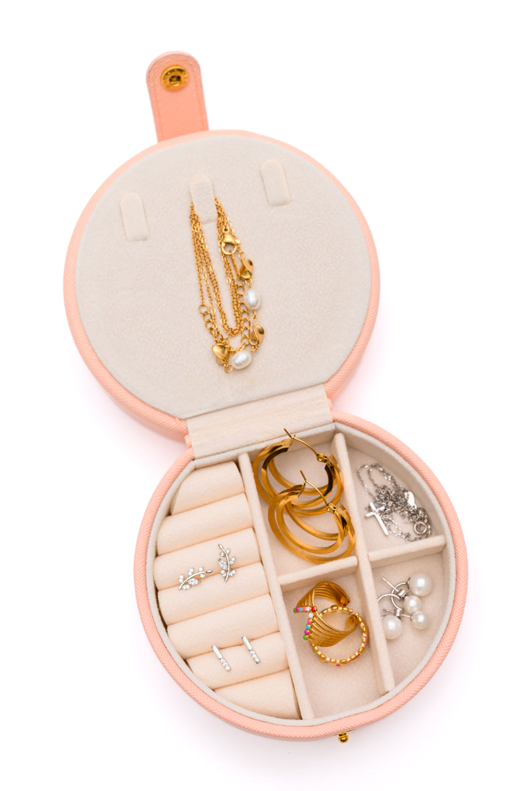 Circular Travel Jewelry Case in Pink-Home & Decor-Modish Lily, Tecumseh Michigan