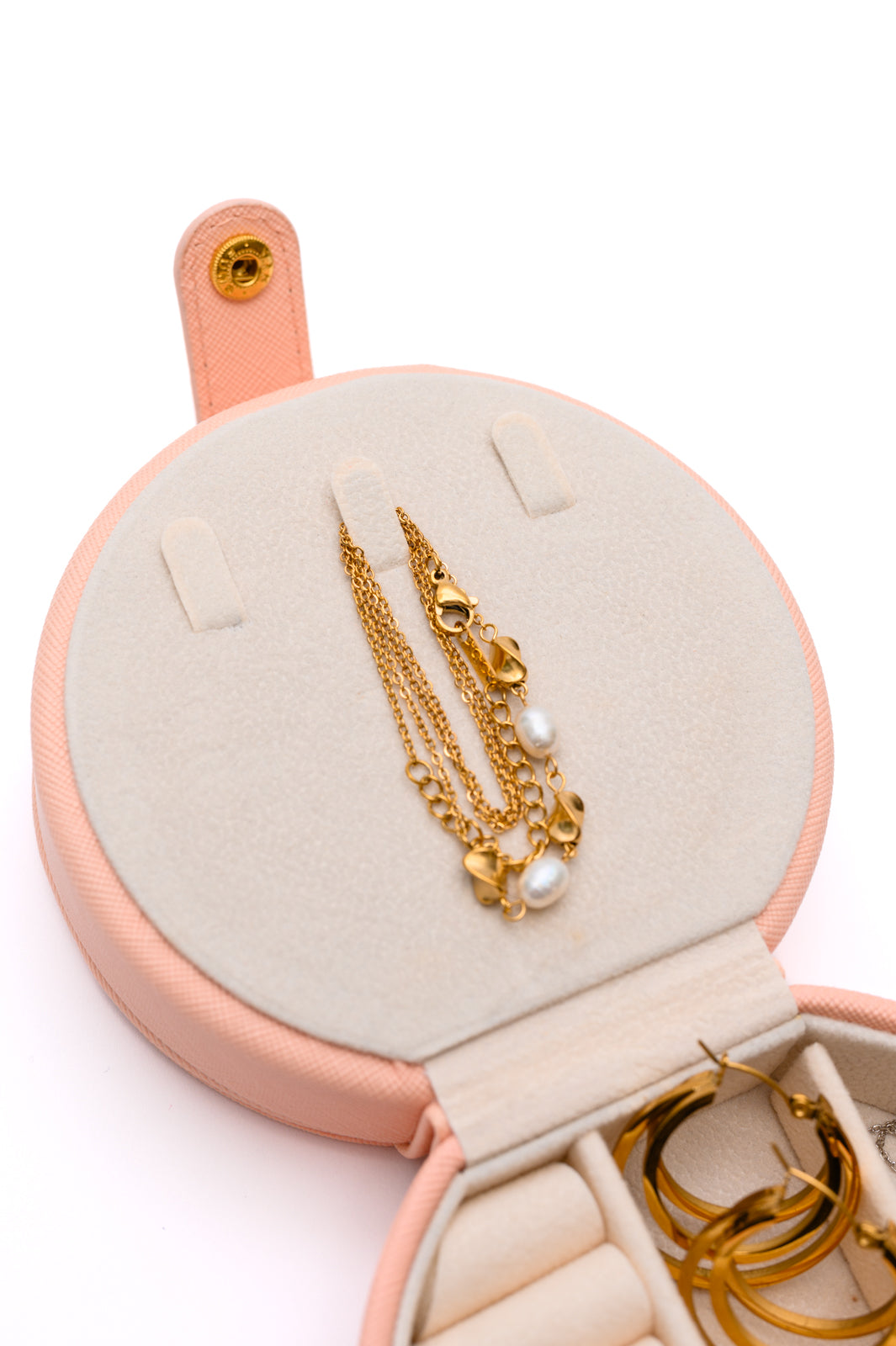 Circular Travel Jewelry Case in Pink-Home & Decor-Modish Lily, Tecumseh Michigan