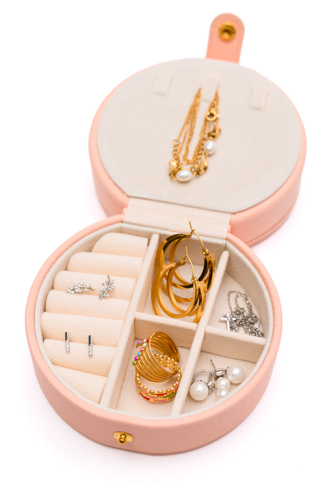 Circular Travel Jewelry Case in Pink-Home & Decor-Modish Lily, Tecumseh Michigan