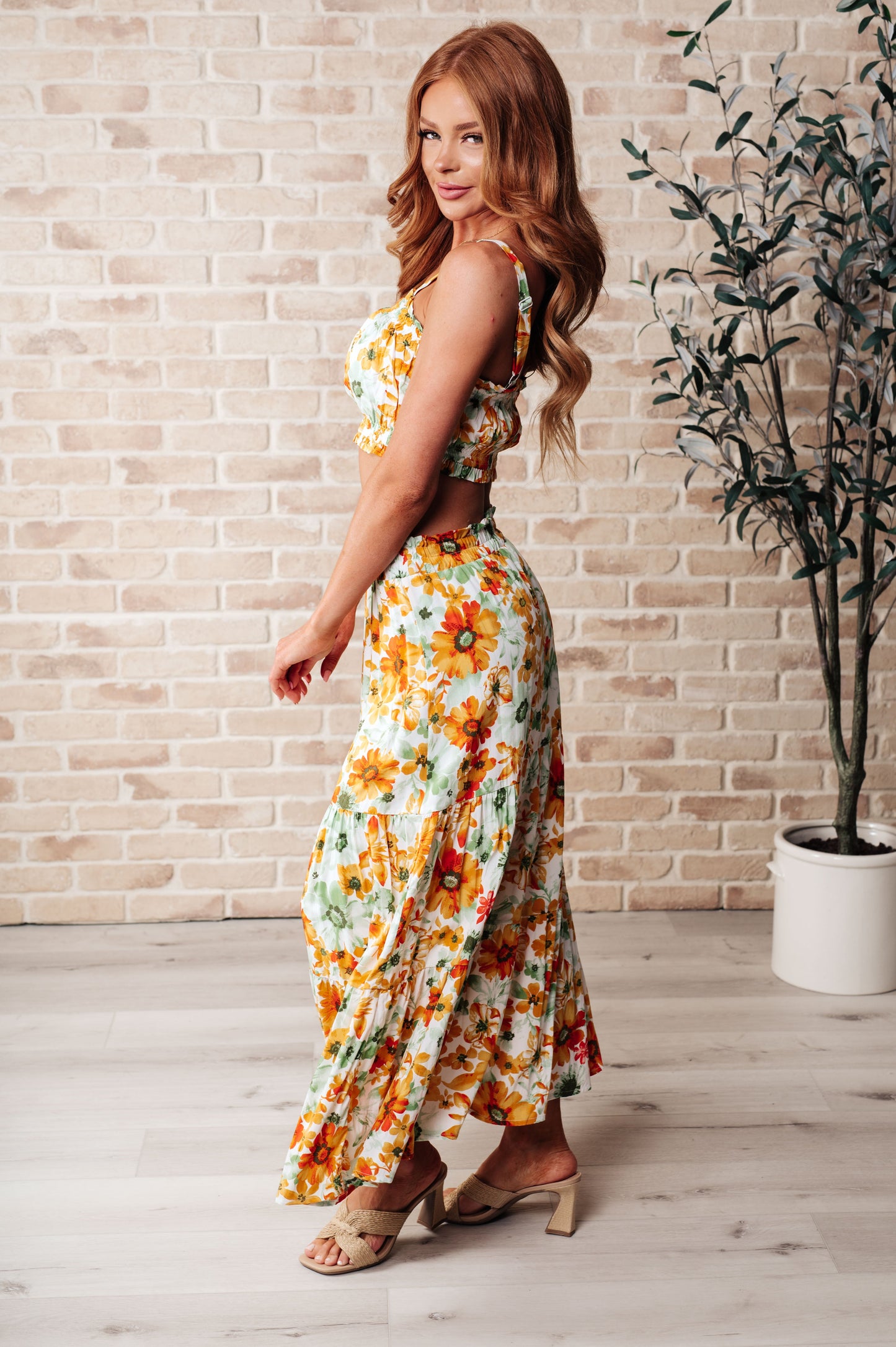 Cutie Patootie Tiered Skirt and Top Set in Orange-Sets-Modish Lily, Tecumseh Michigan