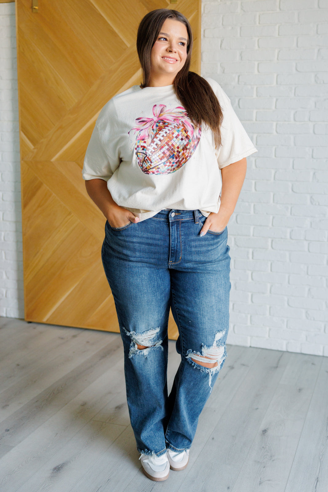 Disco Football Graphic Tee-Tops-Modish Lily, Tecumseh Michigan