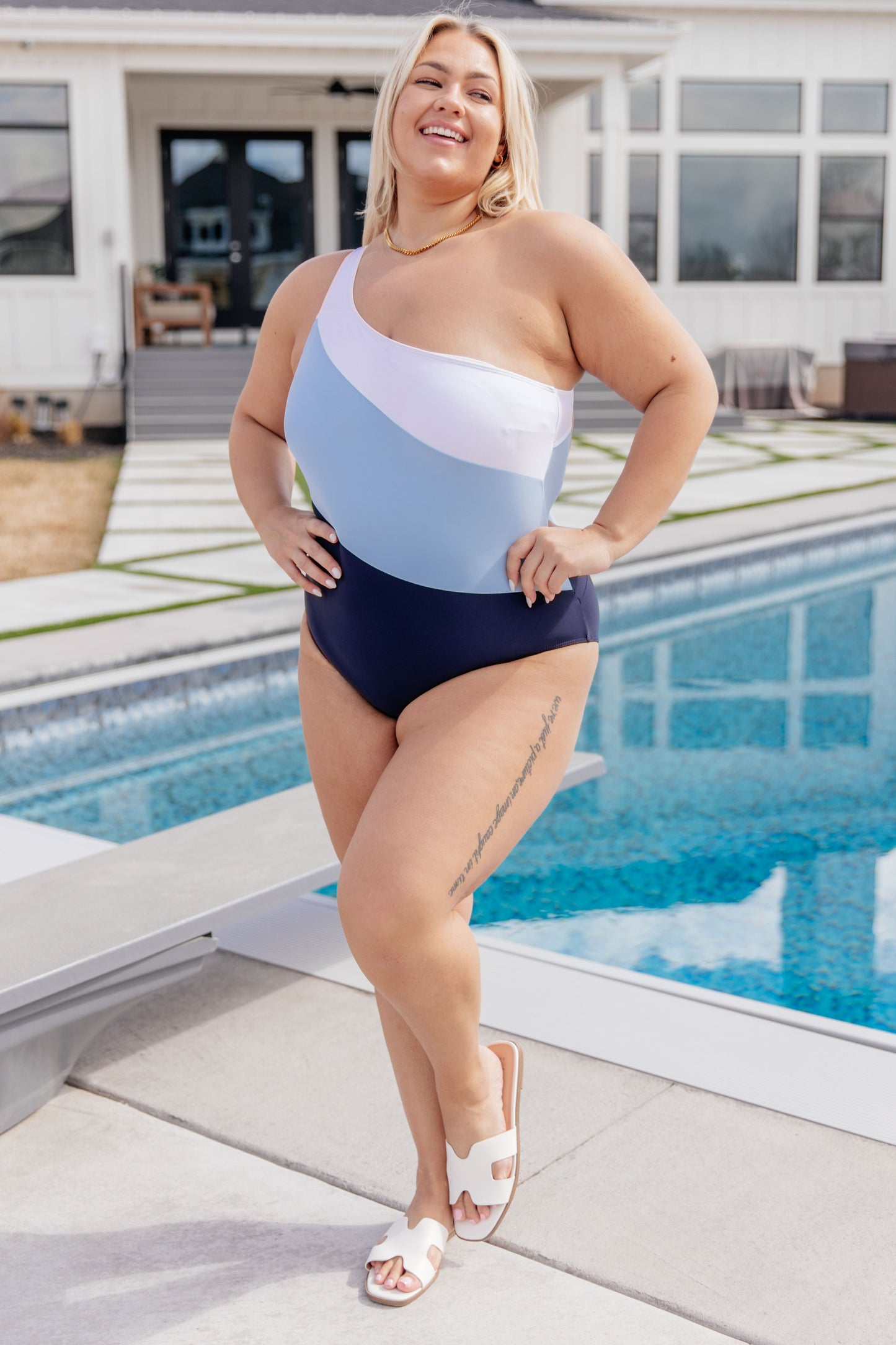 Dominica Color Block Asymmetrical Swimsuit-Swimwear-Modish Lily, Tecumseh Michigan