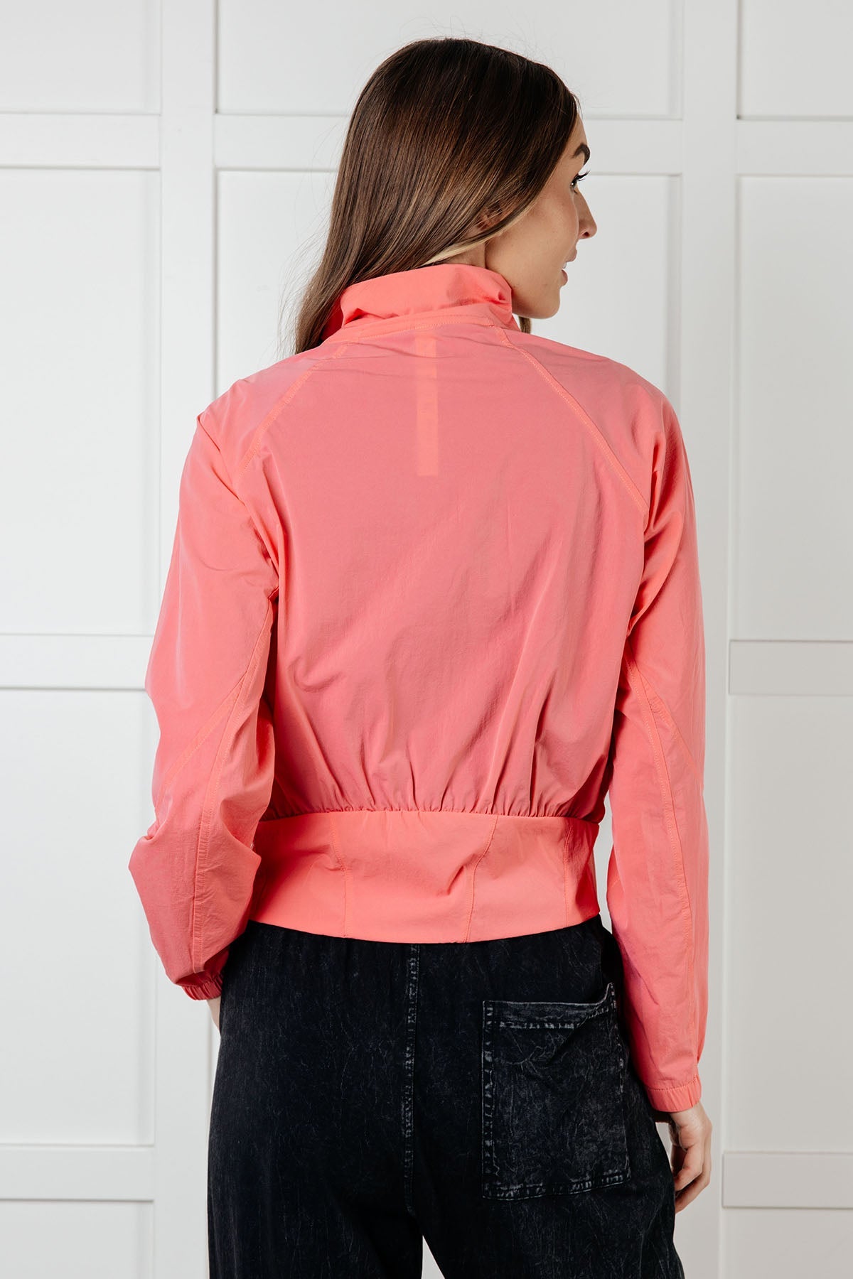 Fit Happens Nylon Tennis Jacket in Coral Rose-Layers-Modish Lily, Tecumseh Michigan