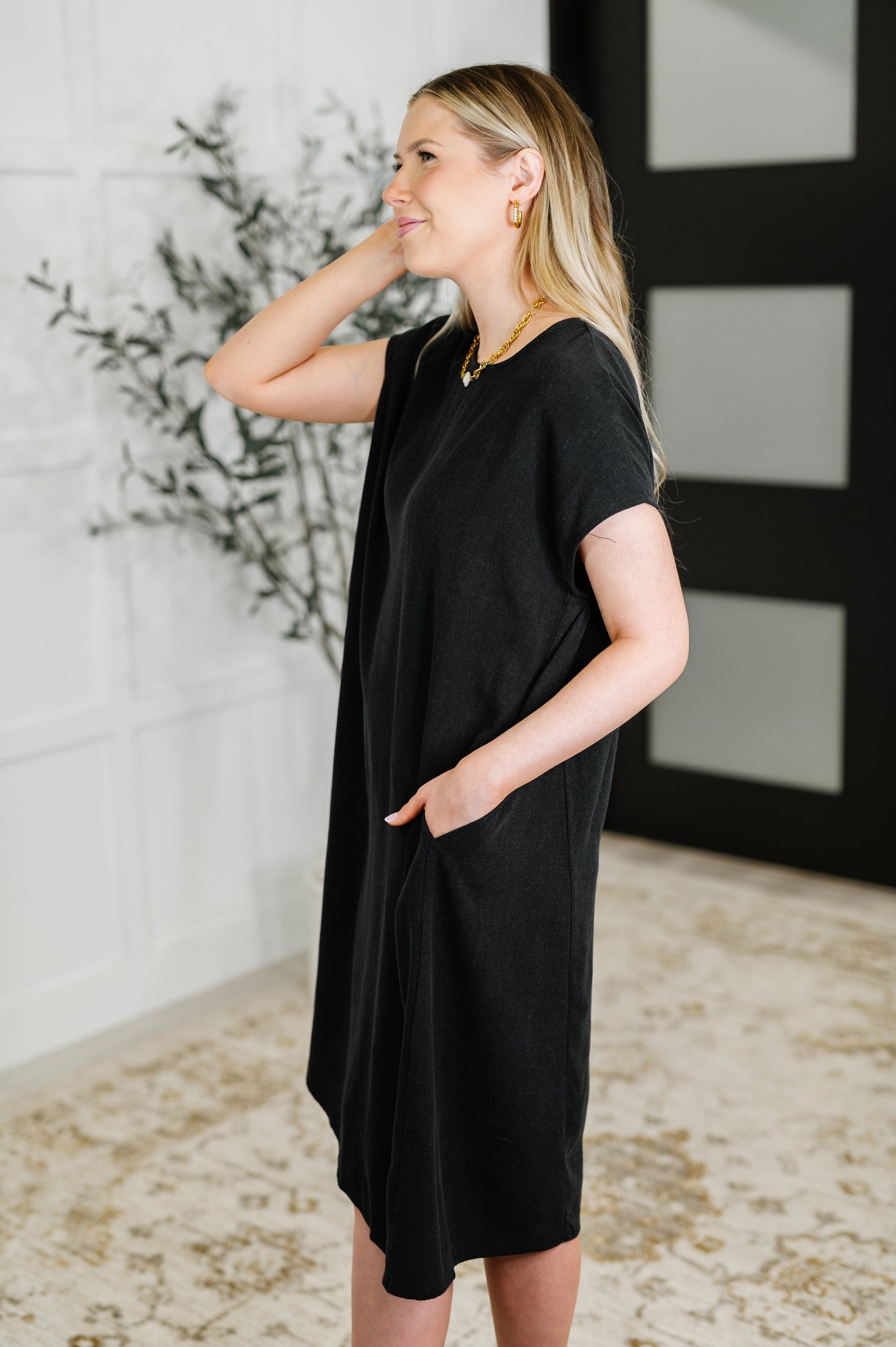 Flatter Me Later Relaxed Dress in Black-Womens-Modish Lily, Tecumseh Michigan