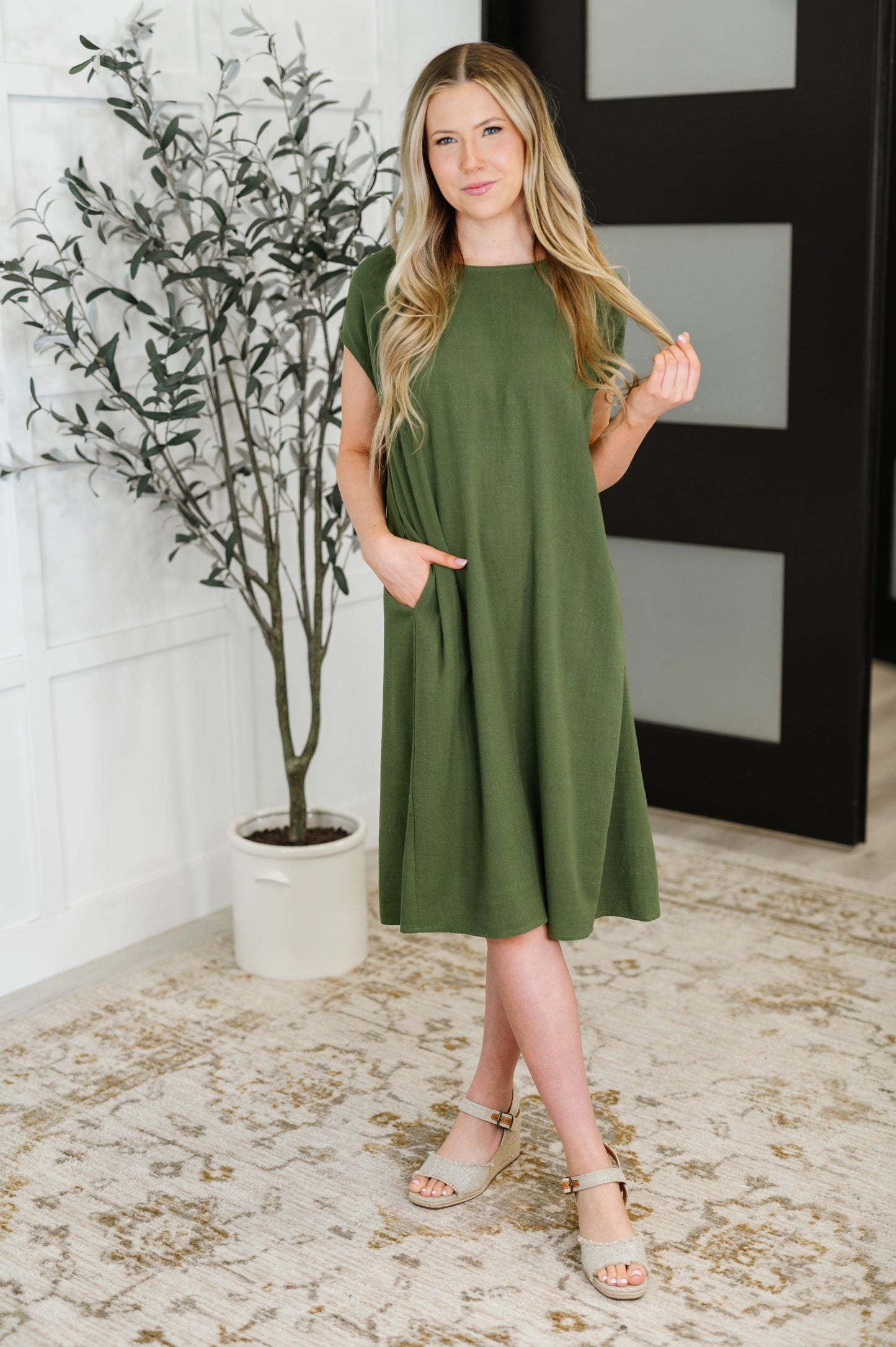 Flatter Me Later Relaxed Dress in Moss-Womens-Modish Lily, Tecumseh Michigan
