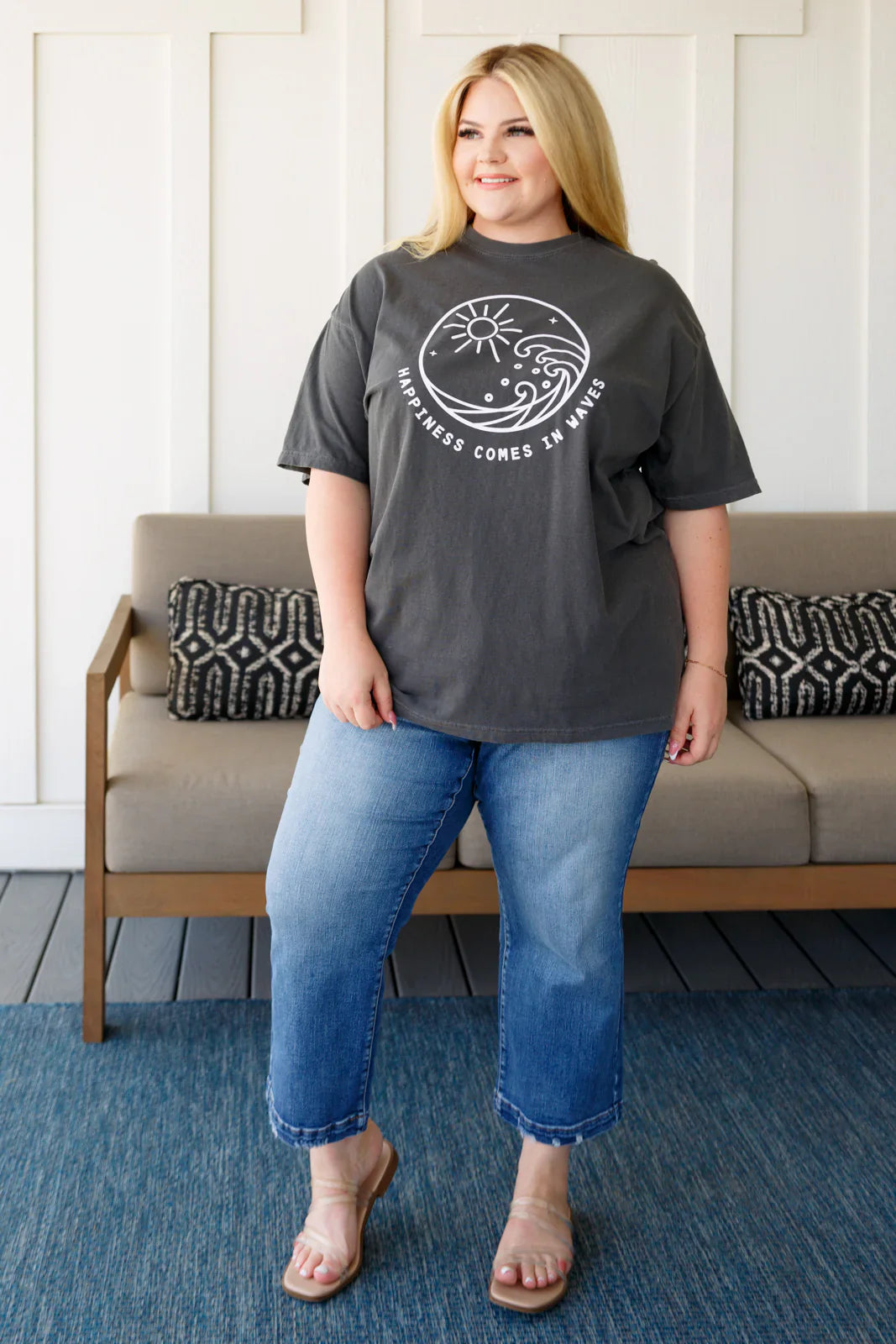 Happiness Comes in Waves Tee-Tops-Modish Lily, Tecumseh Michigan