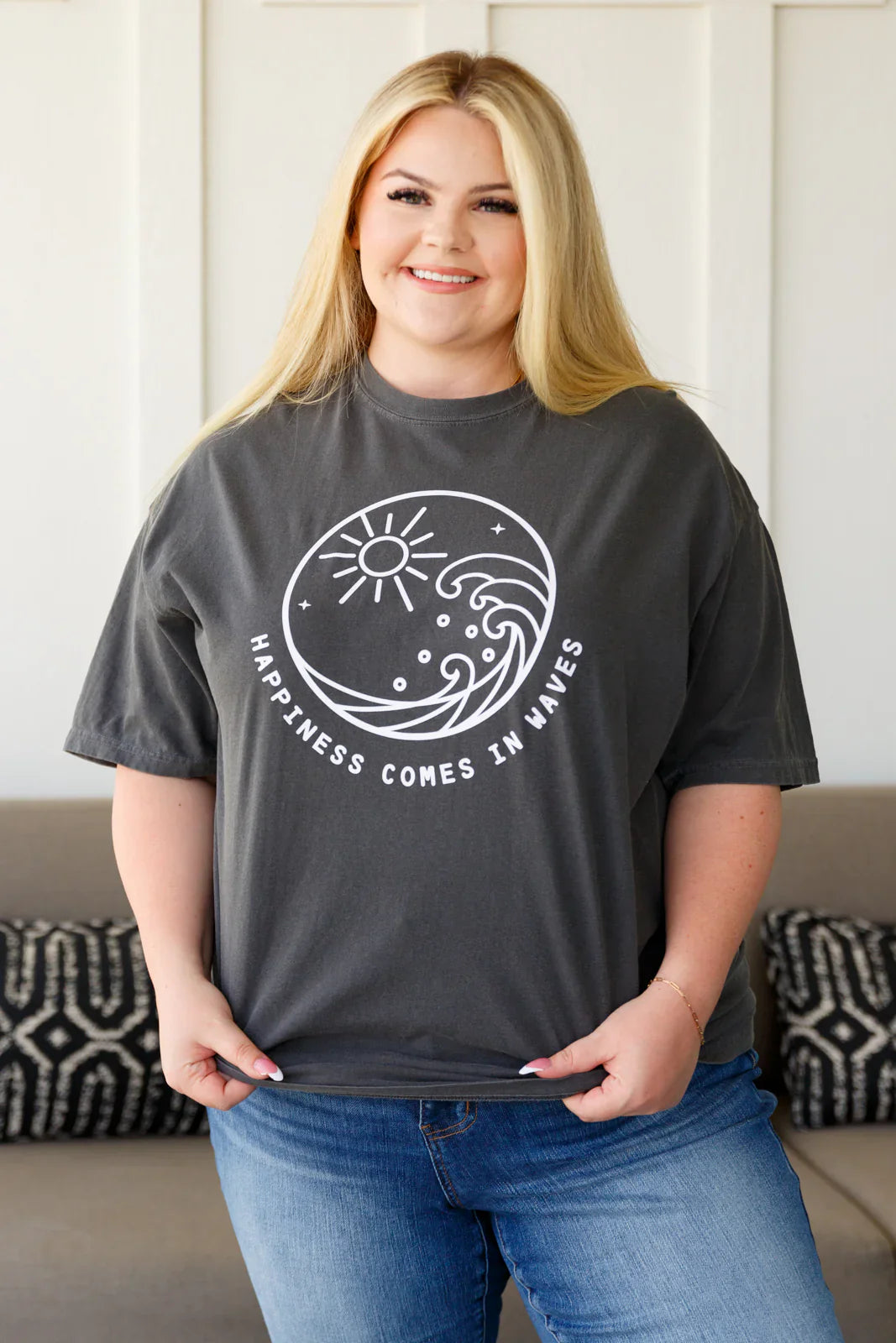 Happiness Comes in Waves Tee-Tops-Modish Lily, Tecumseh Michigan