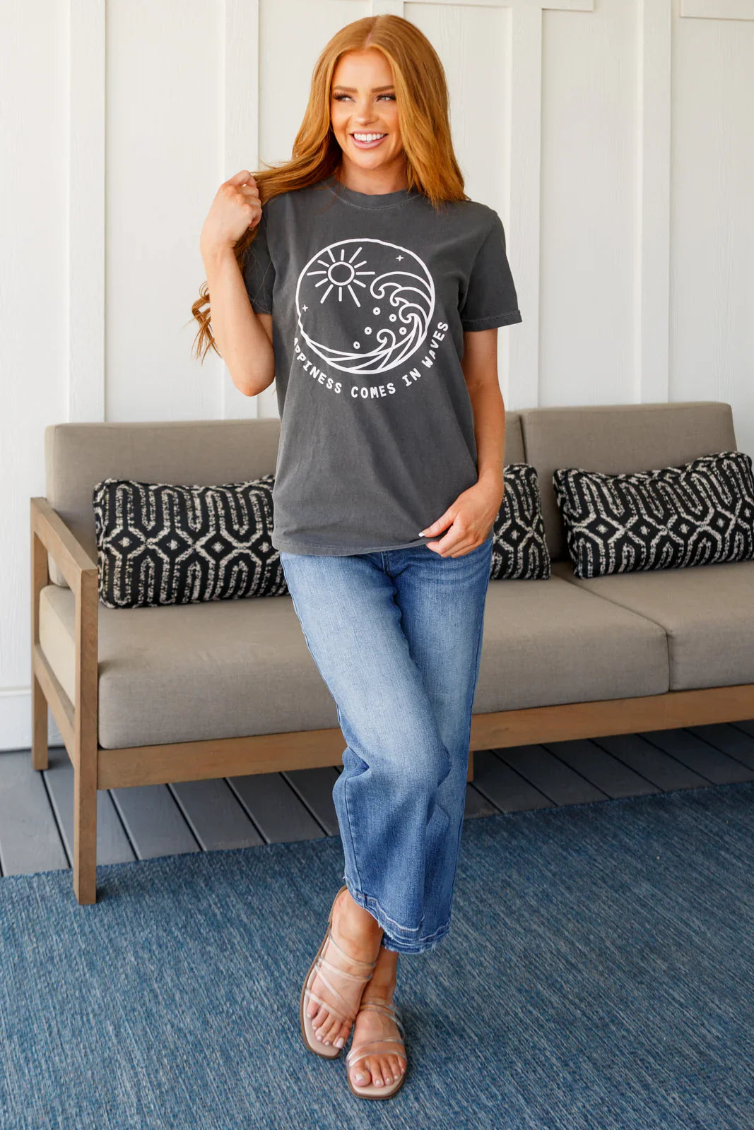 Happiness Comes in Waves Tee-Tops-Modish Lily, Tecumseh Michigan