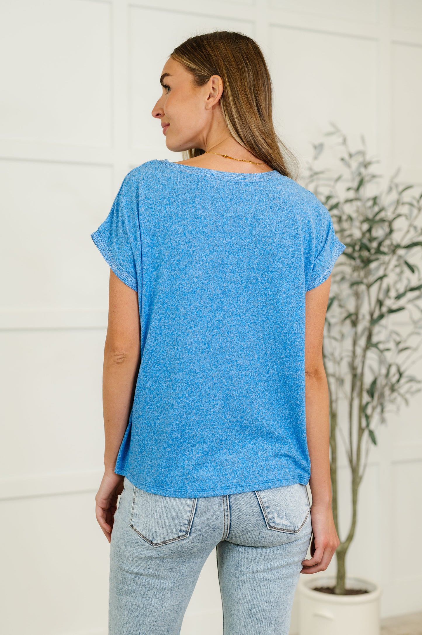 Heathered Harmony Basic Tee in Ocean Blue-Womens-Modish Lily, Tecumseh Michigan