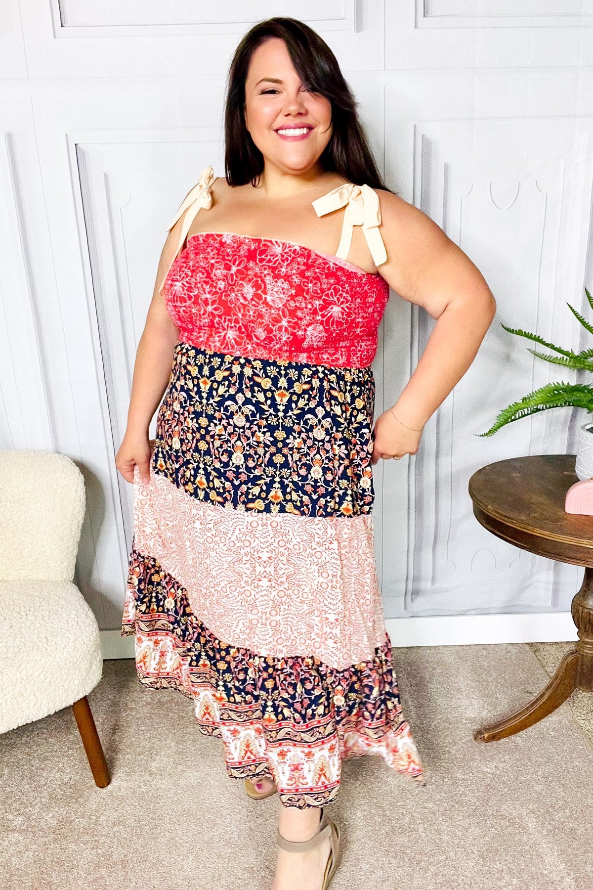 Vacay Vibes Orange Floral Smocked Tube Top Tiered Maxi Dress-2024 Blow-Out Sale-Modish Lily, Tecumseh Michigan
