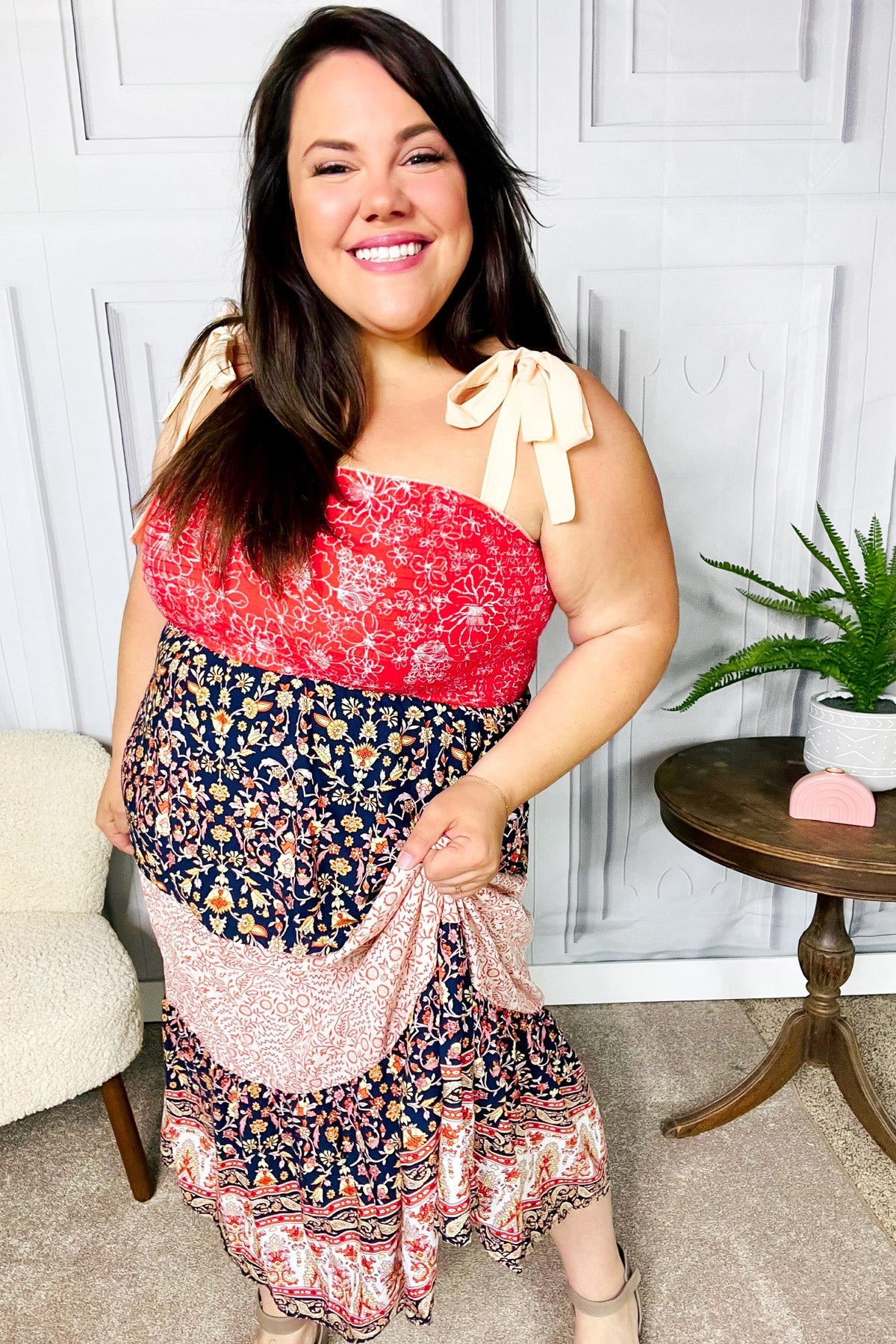 Vacay Vibes Orange Floral Smocked Tube Top Tiered Maxi Dress-2024 Blow-Out Sale-Modish Lily, Tecumseh Michigan