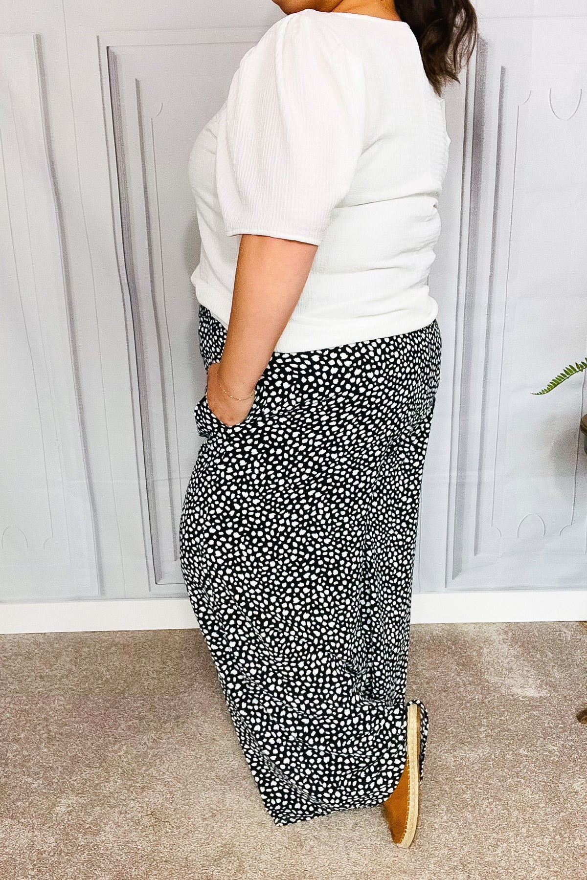 Let's Meet Up Black Animal Print Smocked Waist Palazzo Pants-Modish Lily, Tecumseh Michigan