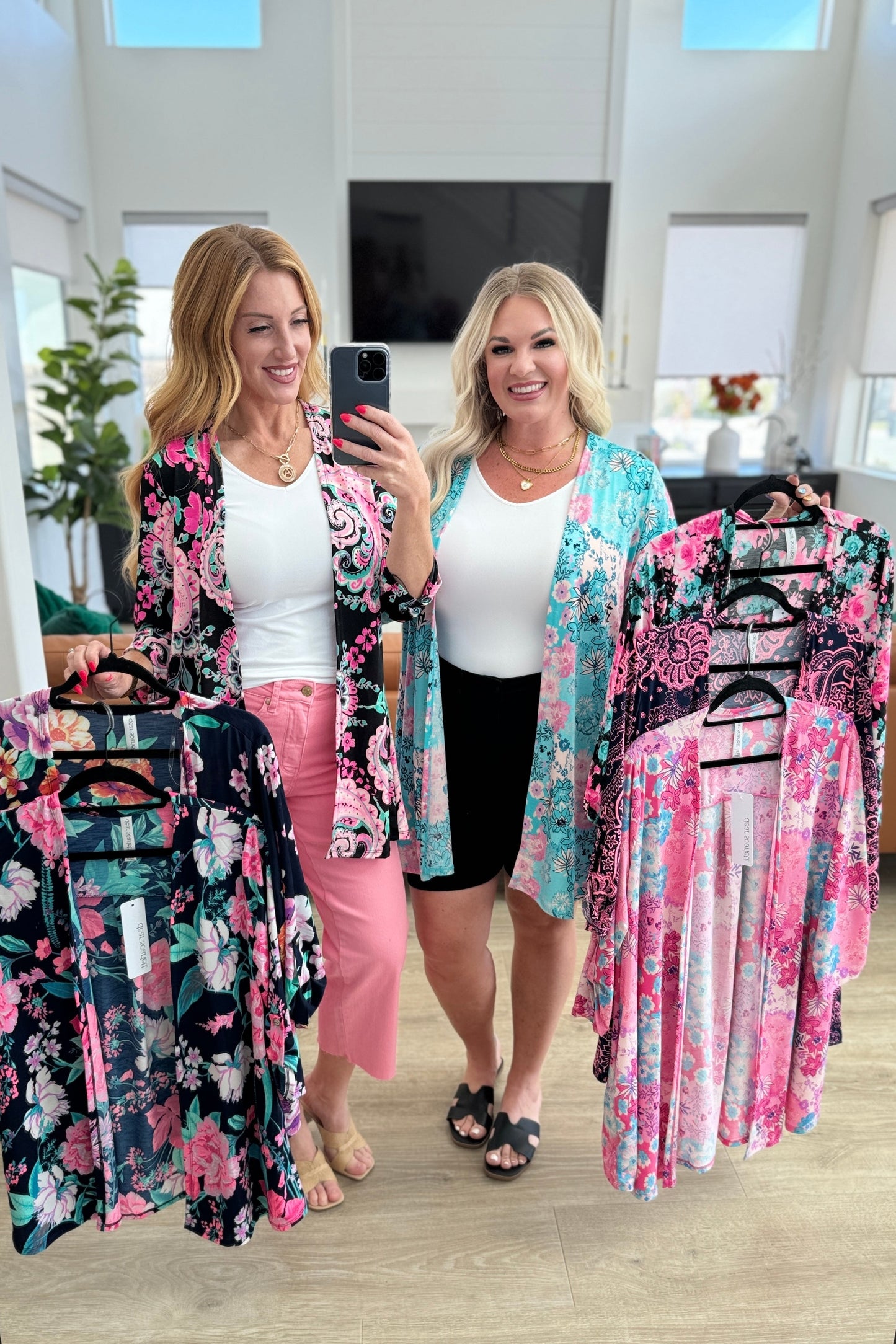 Lizzy Cardigan in Black and Pink Floral-Layers-Modish Lily, Tecumseh Michigan