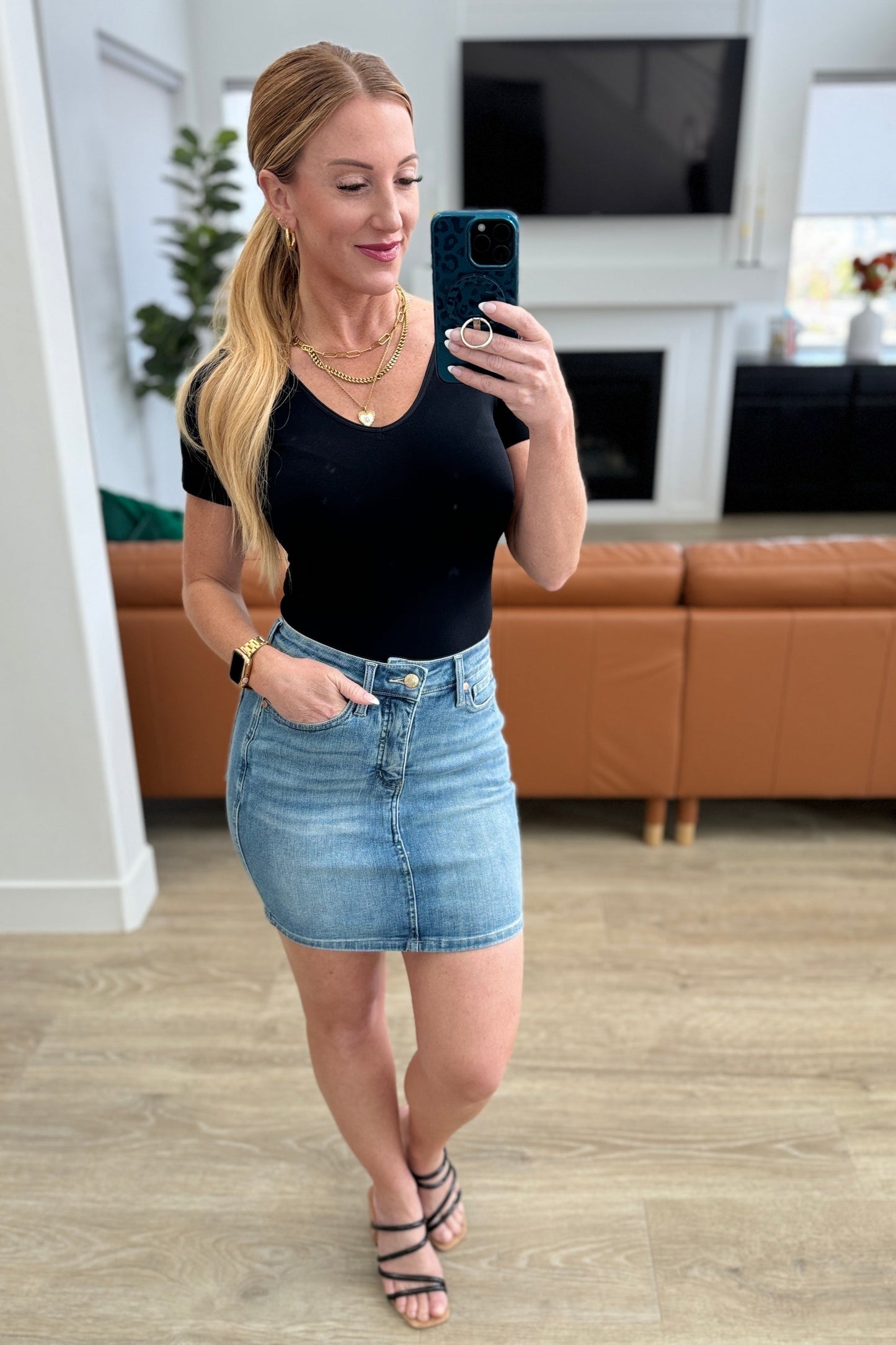 Haley High Rise Control Top Skirt-Denim-Modish Lily, Tecumseh Michigan